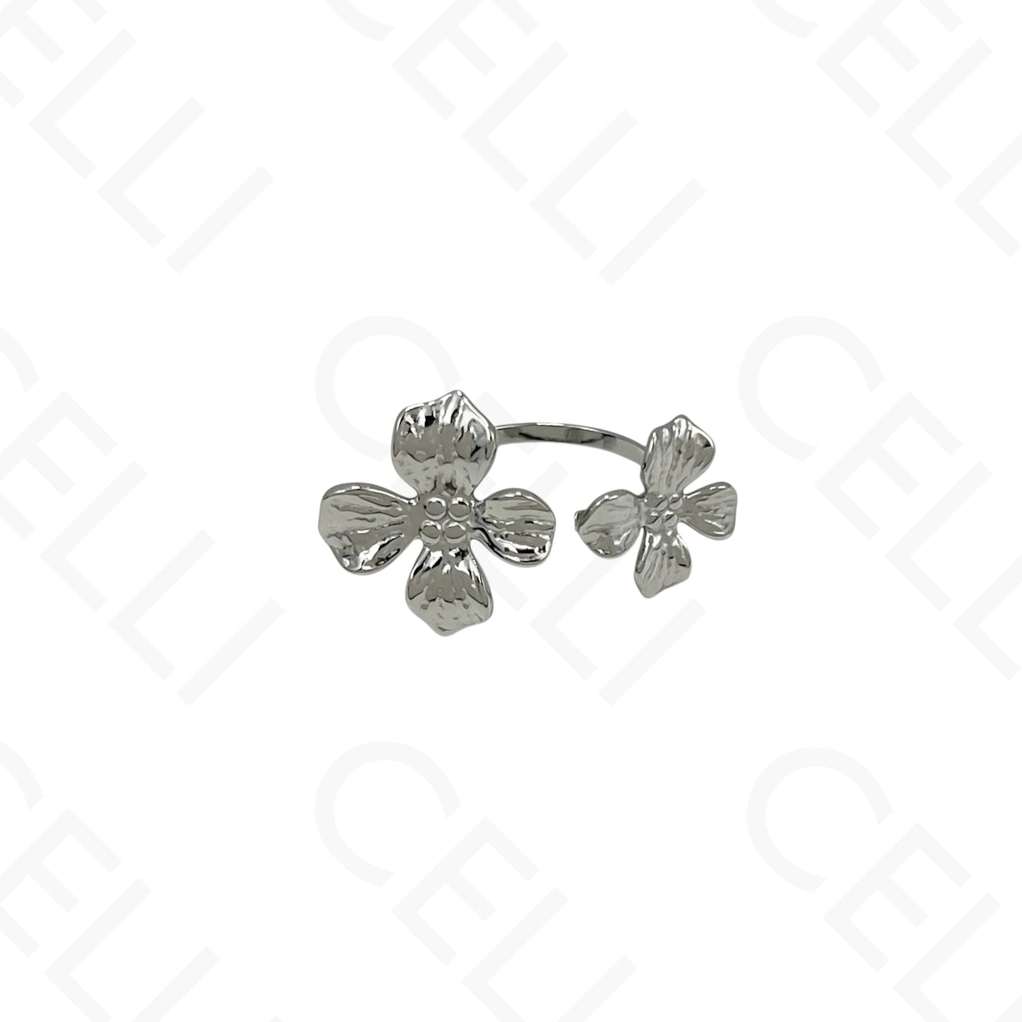 Anel de Aço Ajustável - flor