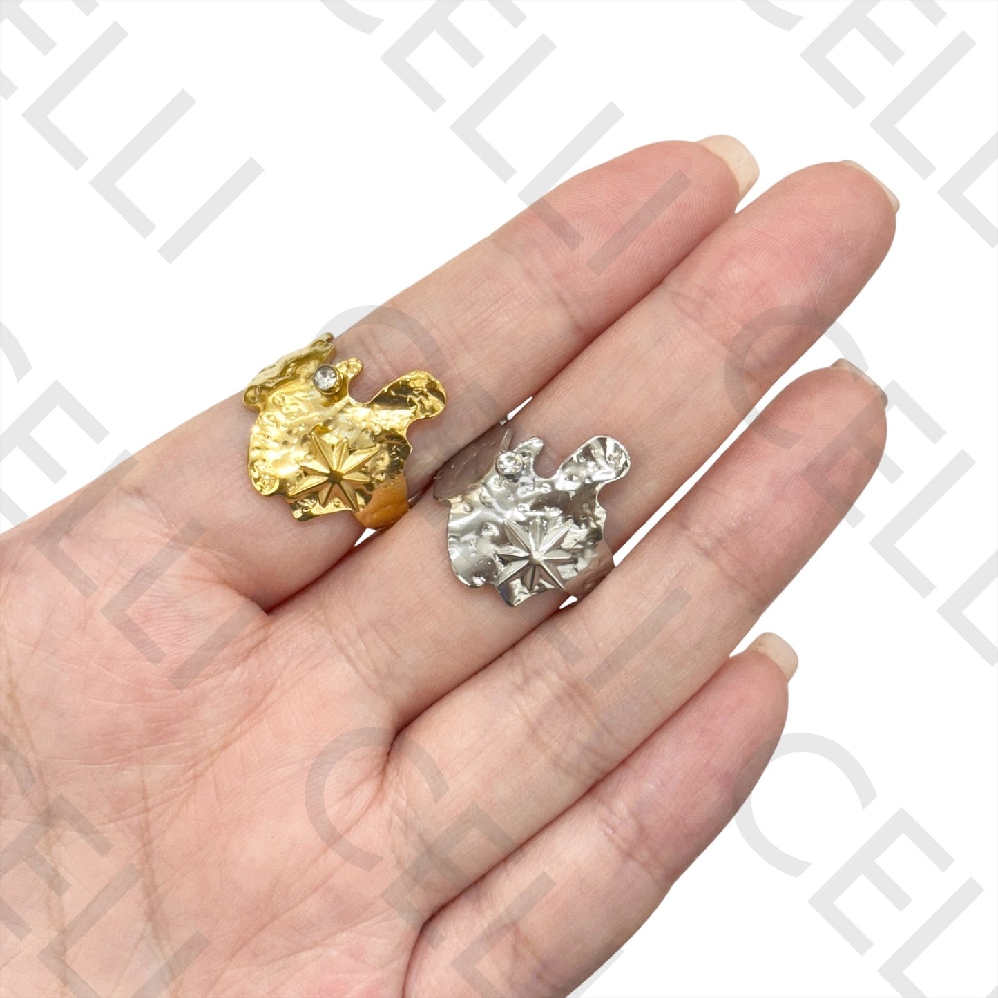 Anillo de Acero - martillado con estrella