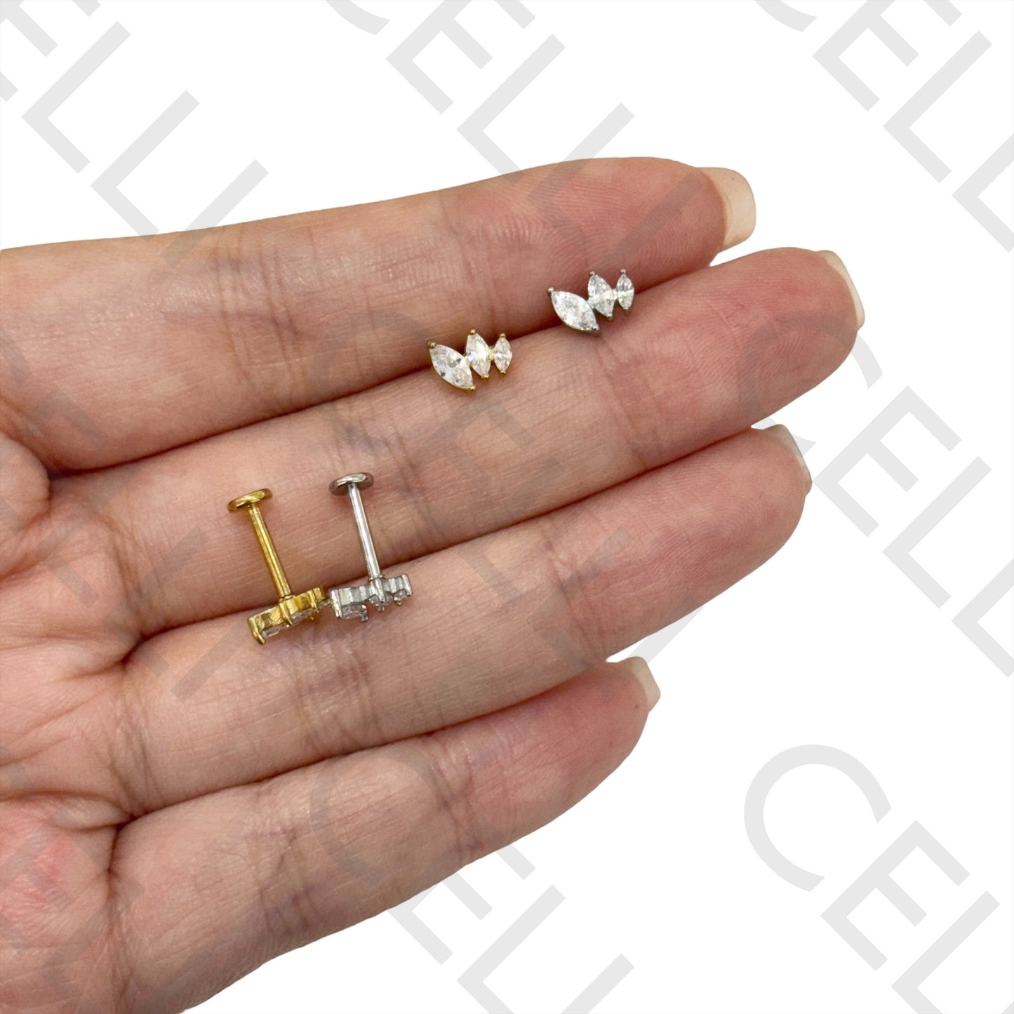 Piercing de Aço - 3 brilhantes