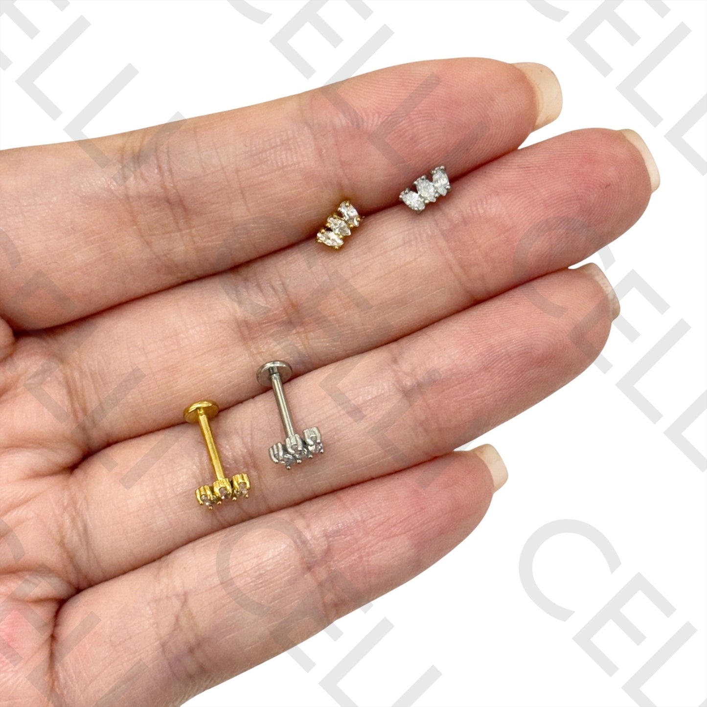 Piercing de Aço - 3 brilhantes