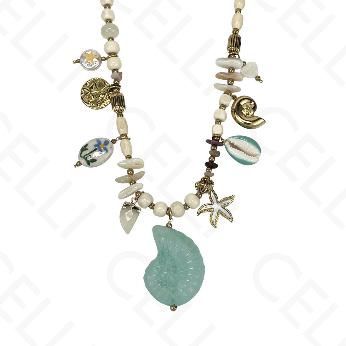 Steel Necklace - Resin Snail Shell
