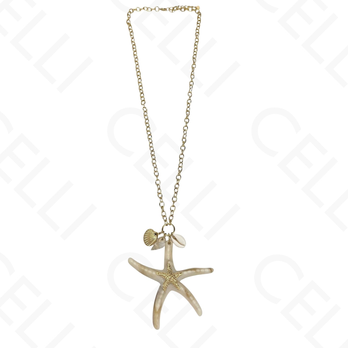 Collar de acero - estrella de mar de resina