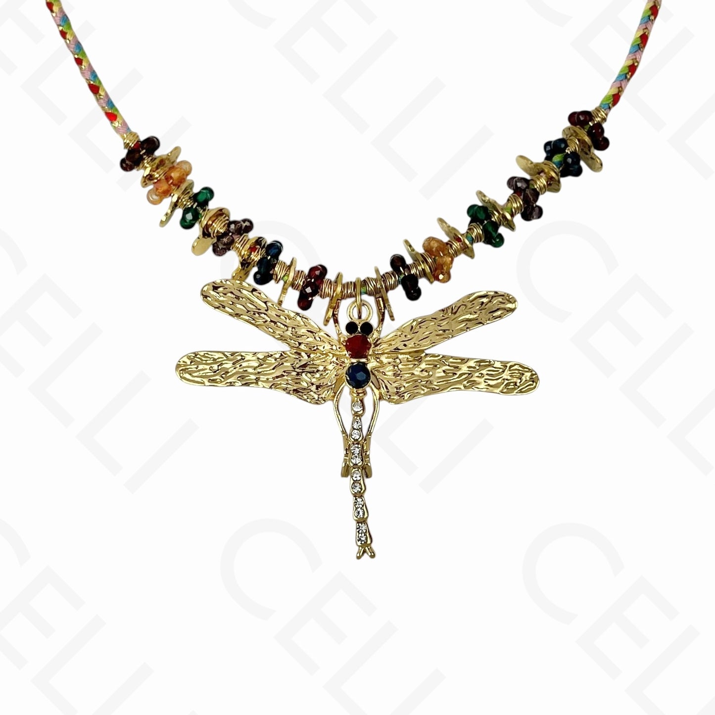 钢制项链 - 蜻蜓,棉线