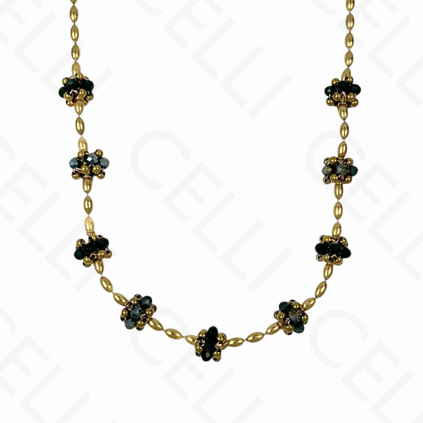 钢制项链 - 刻面水晶球(4种颜色)