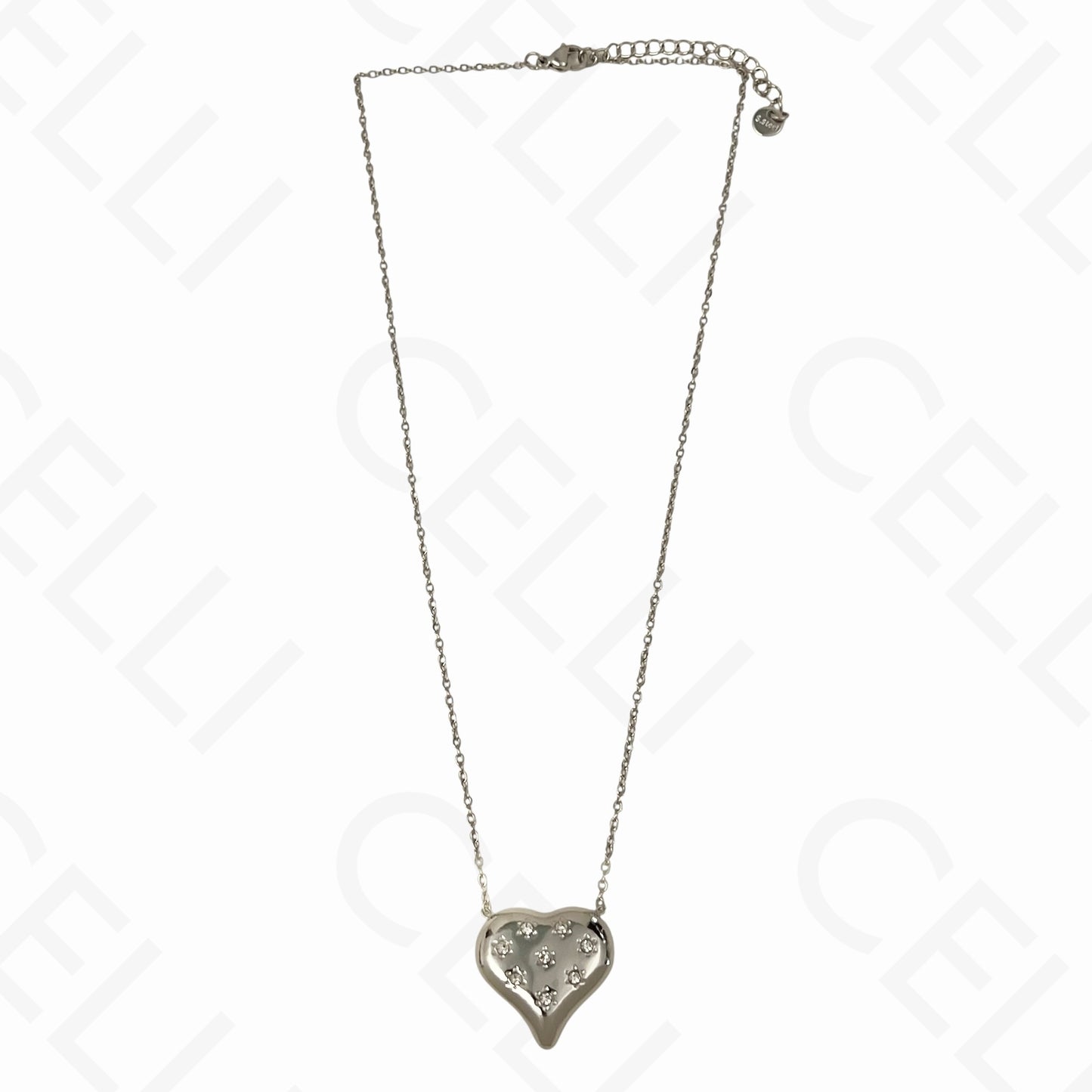 Steel necklace - heart with brilliants