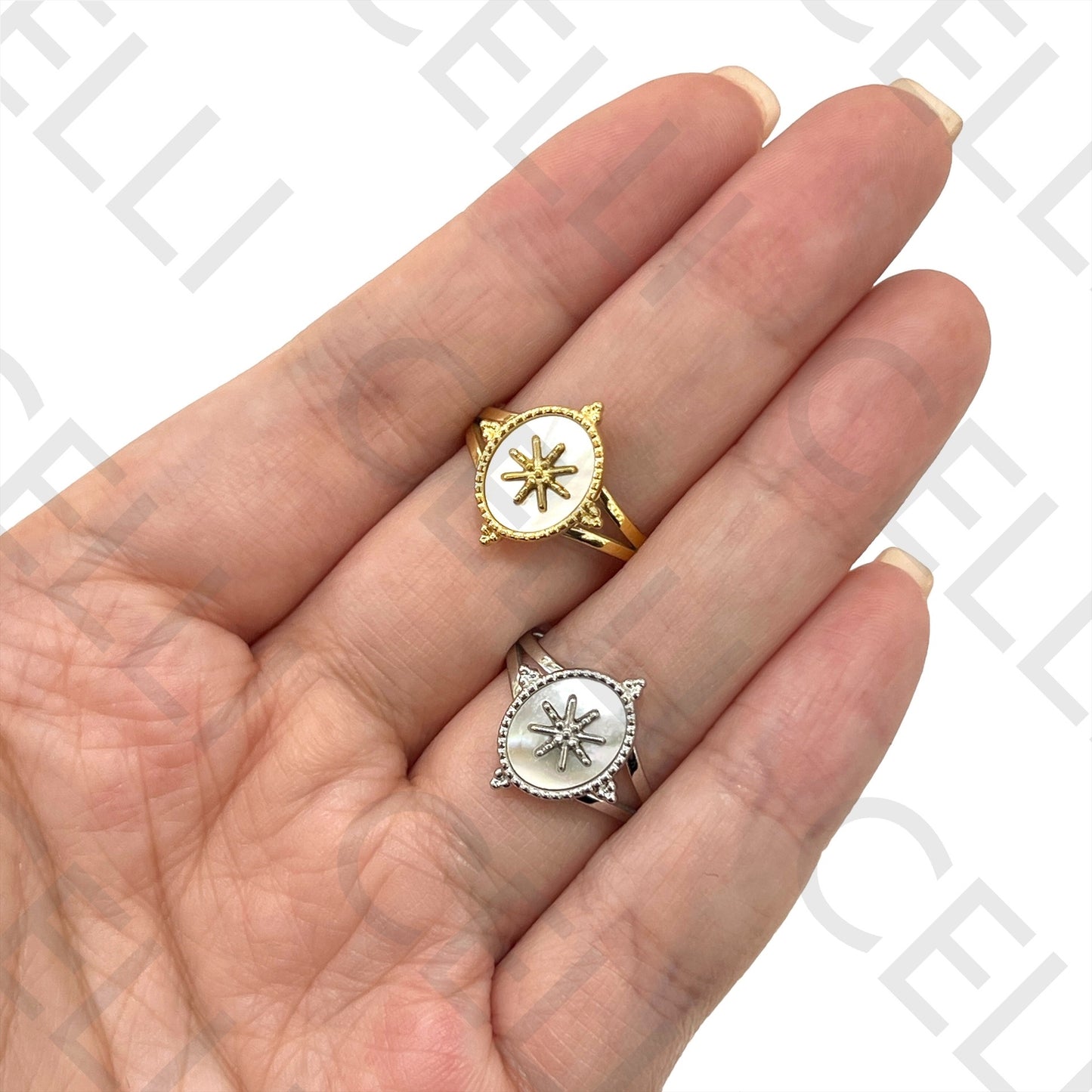 Steel Ring - Mother-of-Pearl and Star