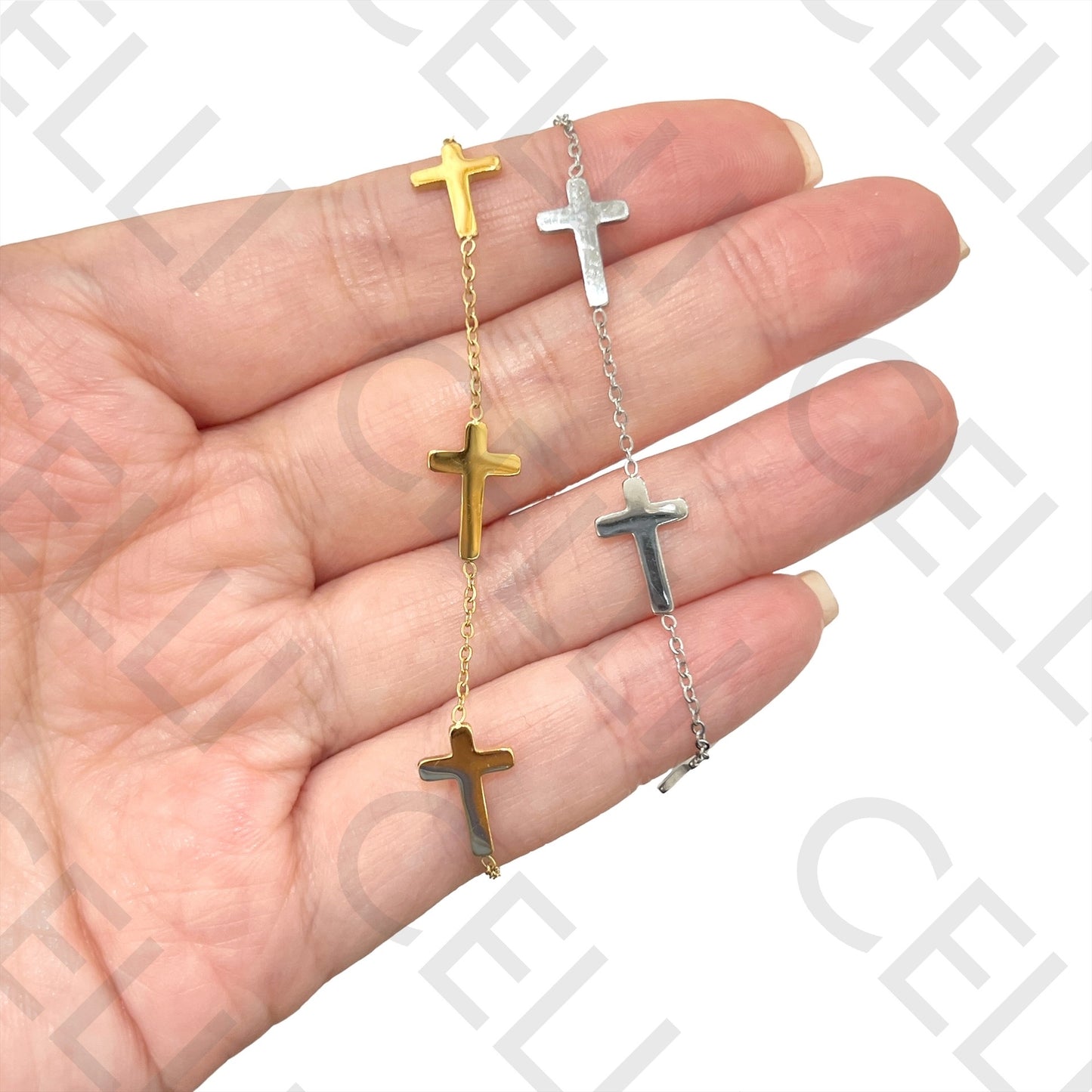 不锈钢项链/手链 - 十字间隔