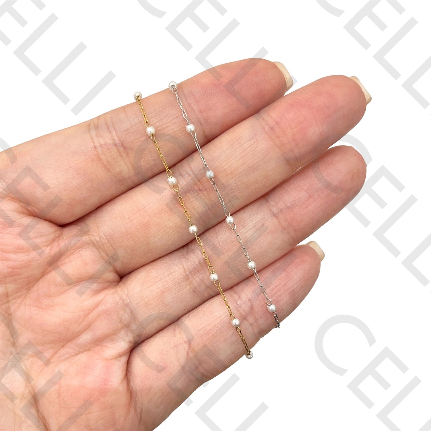 Collar/Pulsera de Acero - perlas finas