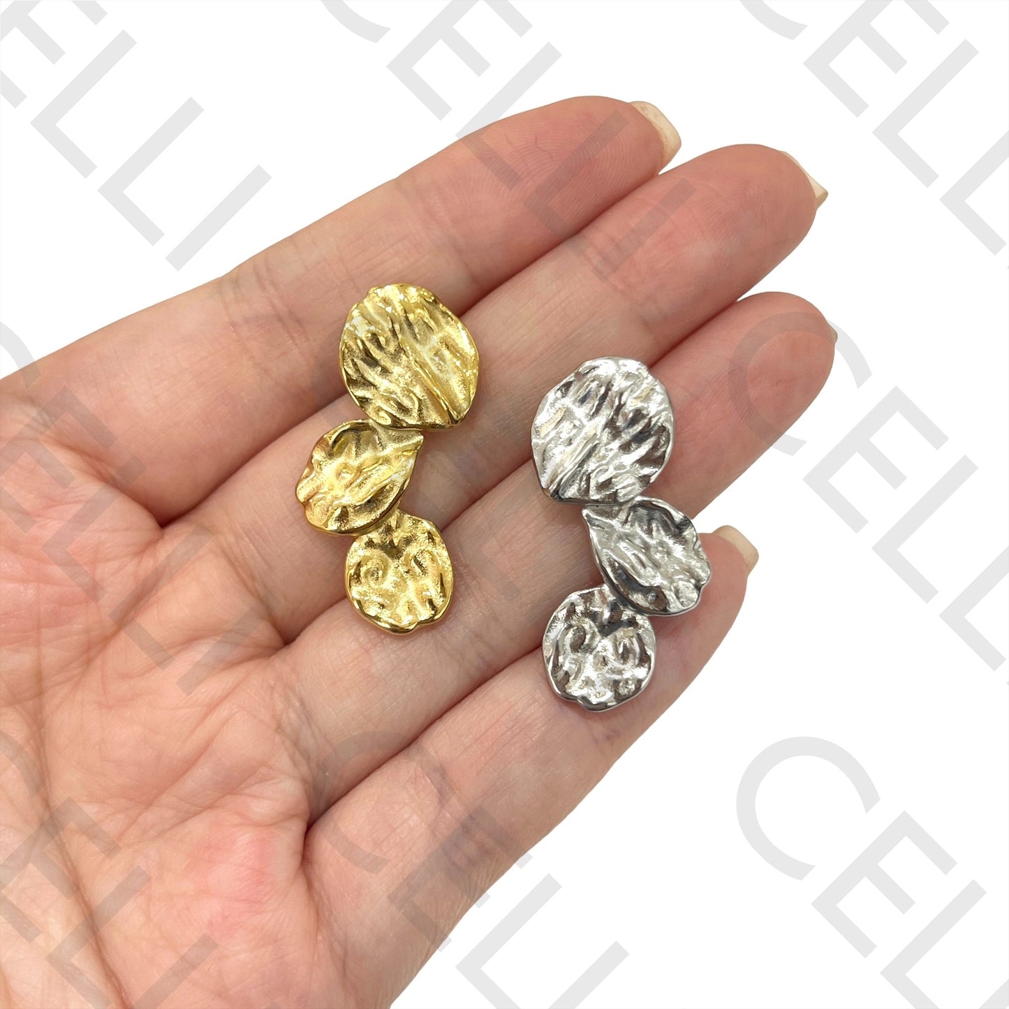 Brinco de Aço - três ovais martelados