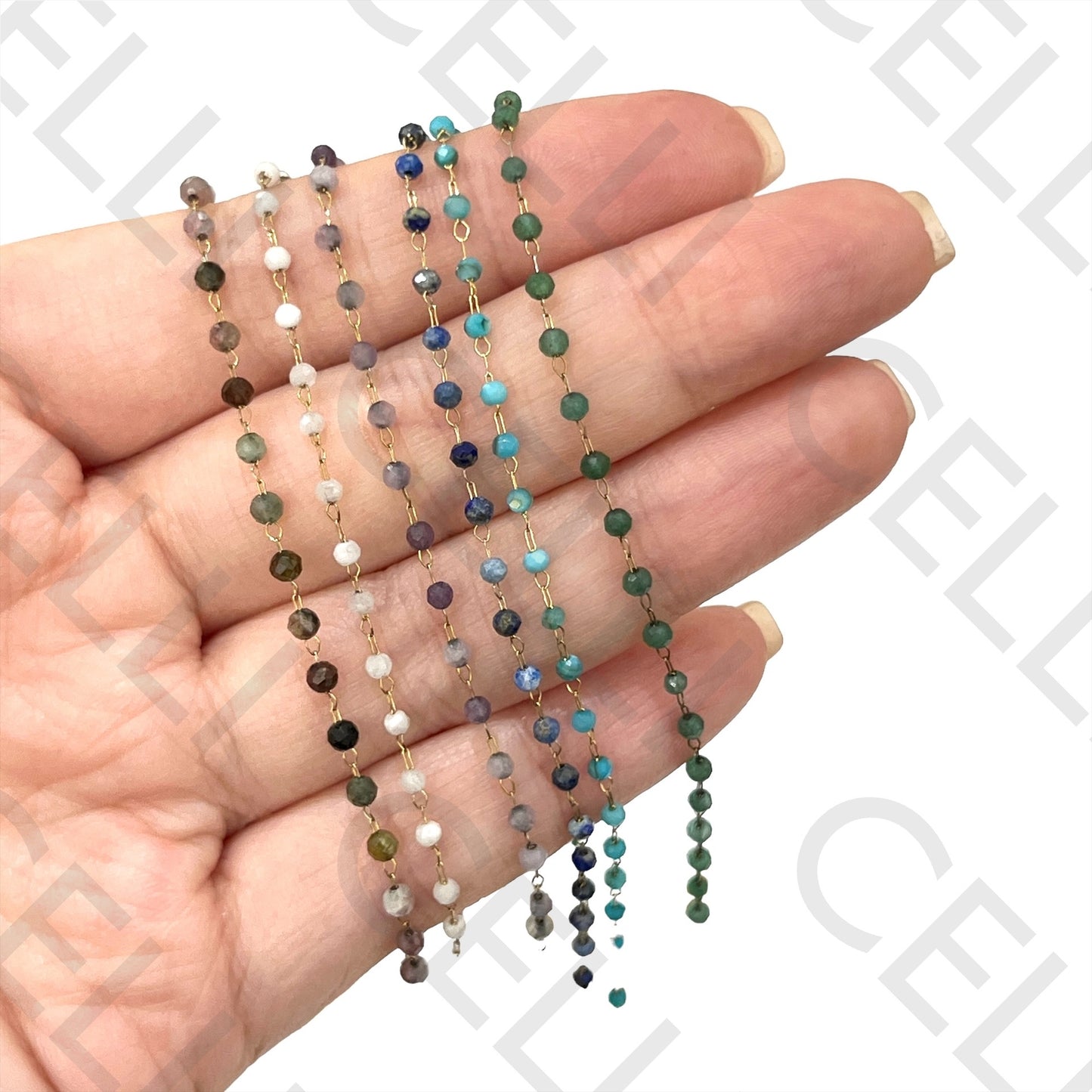 Steel Necklace - Natural Stones (welded ring)