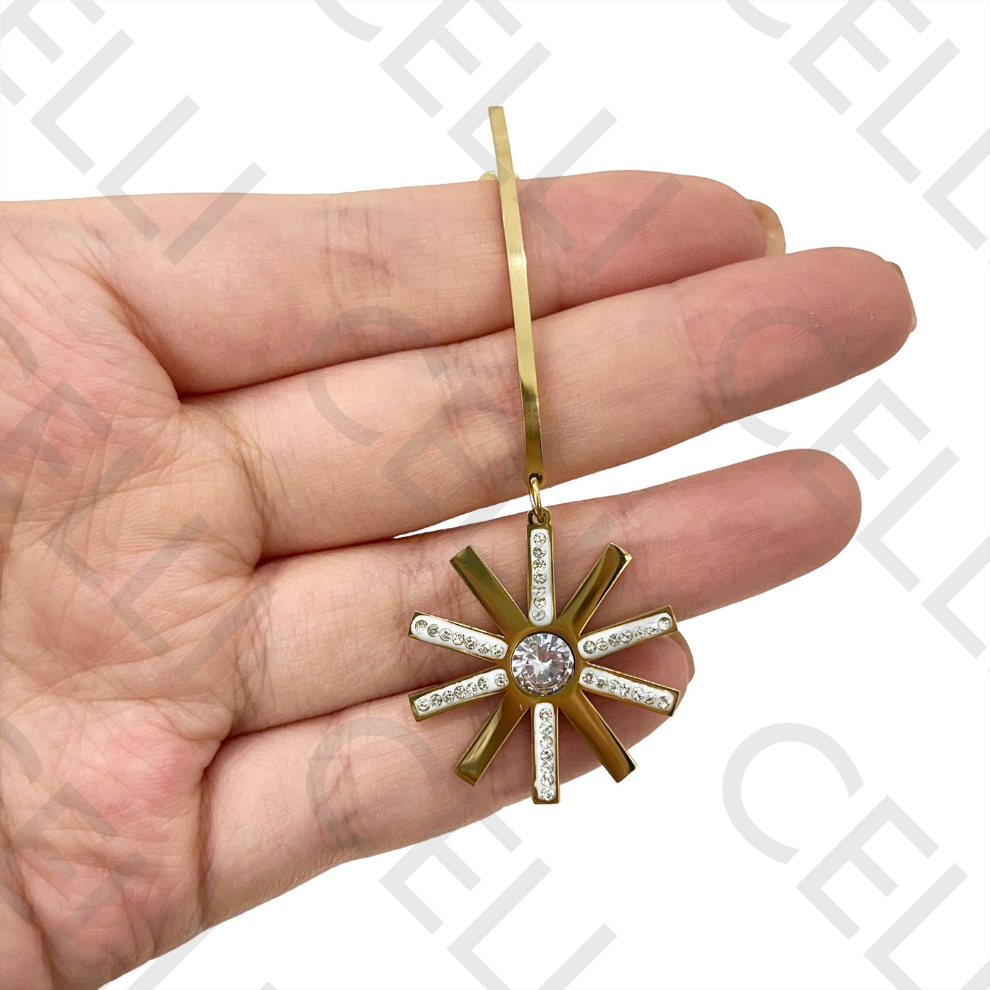 Steel Earring - flower with brilliants