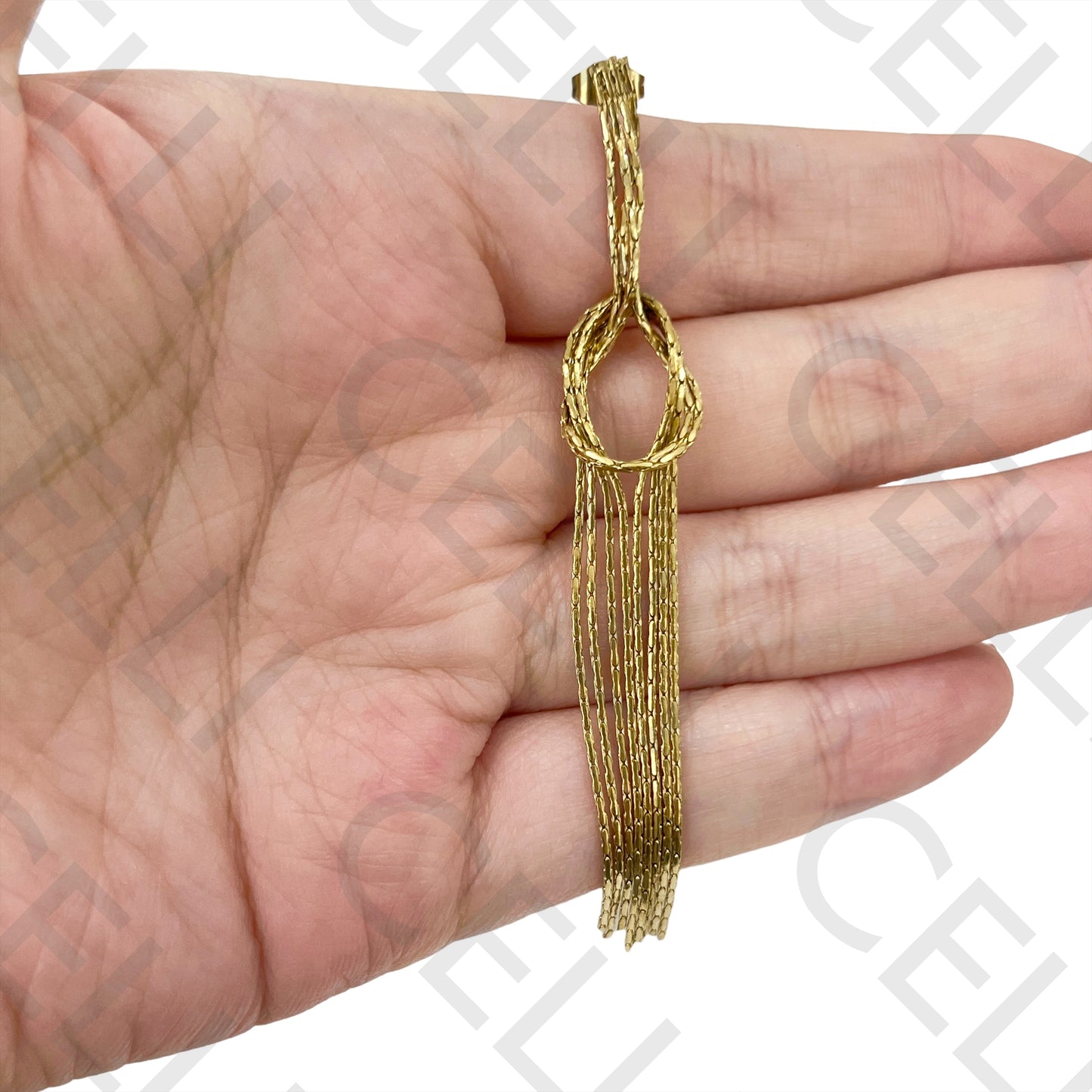 Steel Earring - knot with detailed mesh