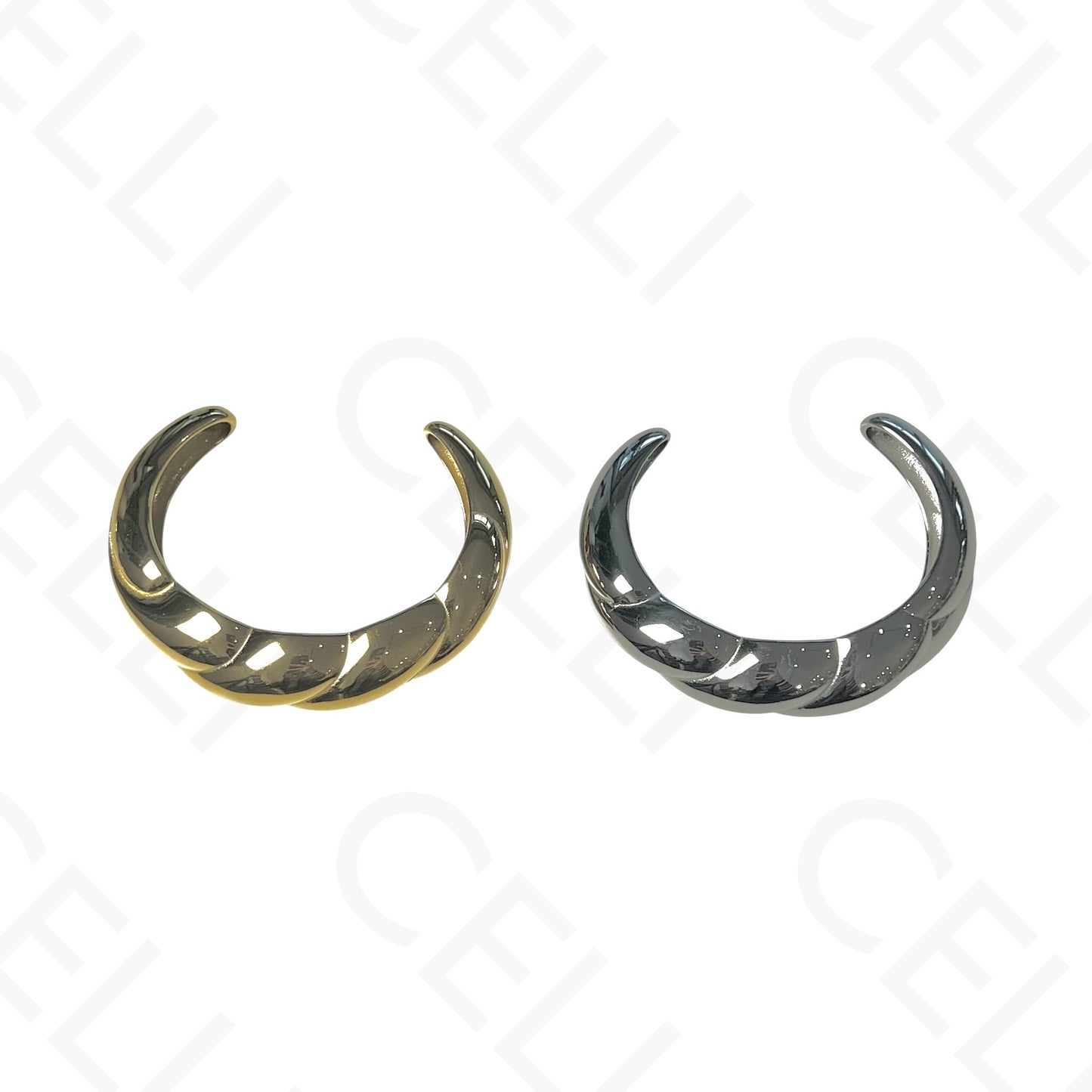 钢制手镯 - 新月形扭纹