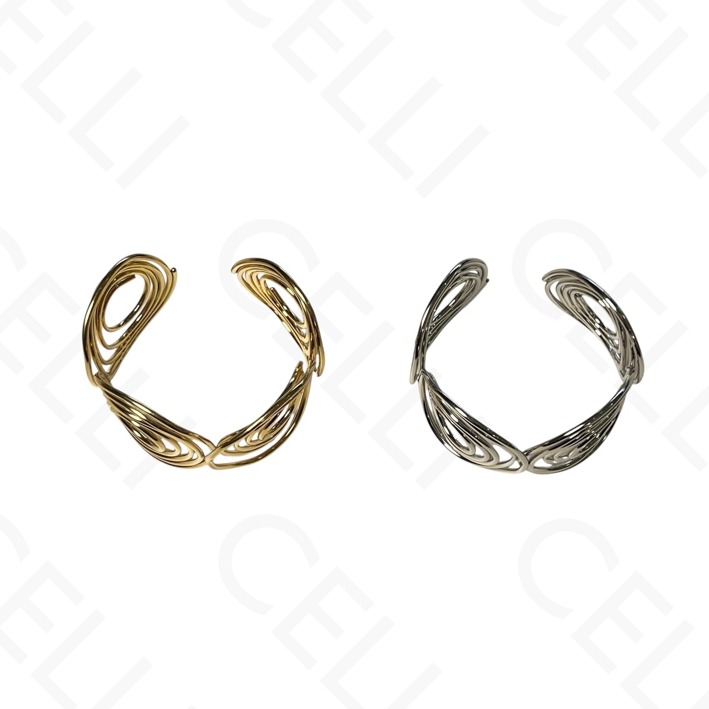 Bracelete de Aço - círculos largos