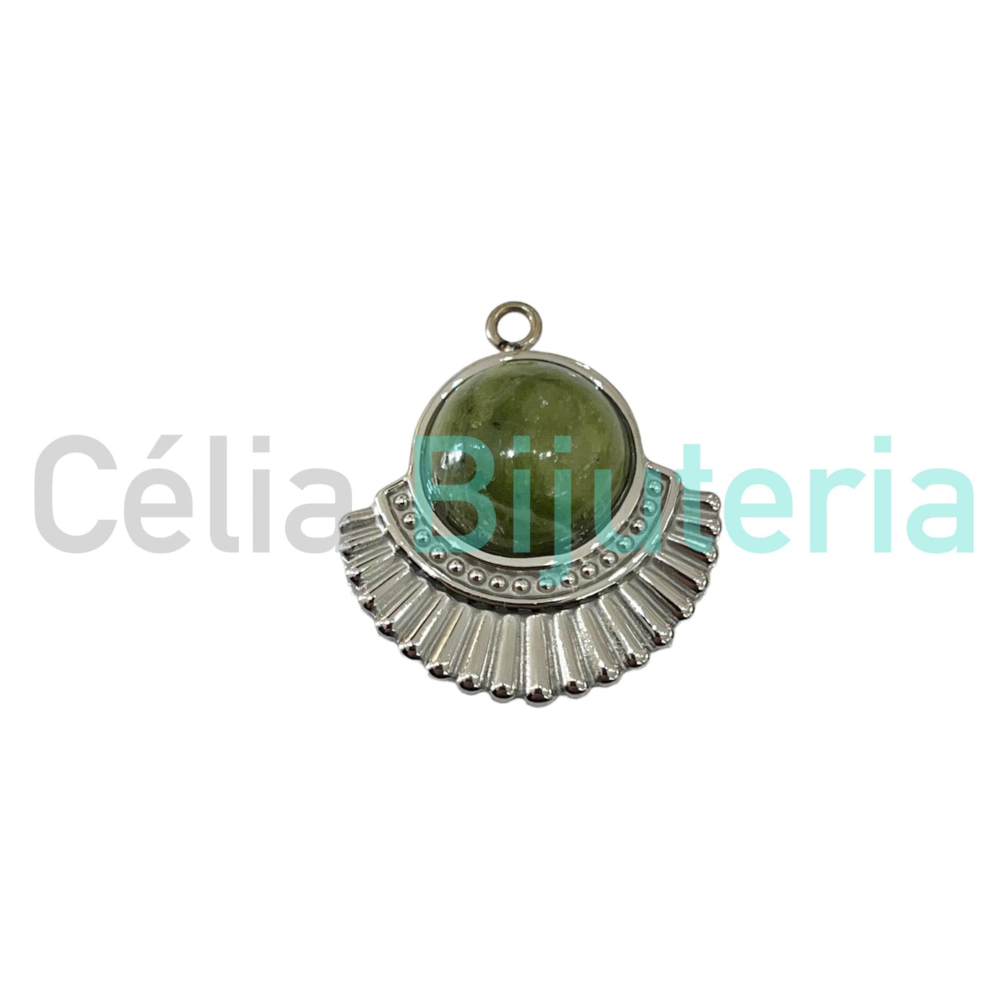 Medalha de Aço com Pedra Natural