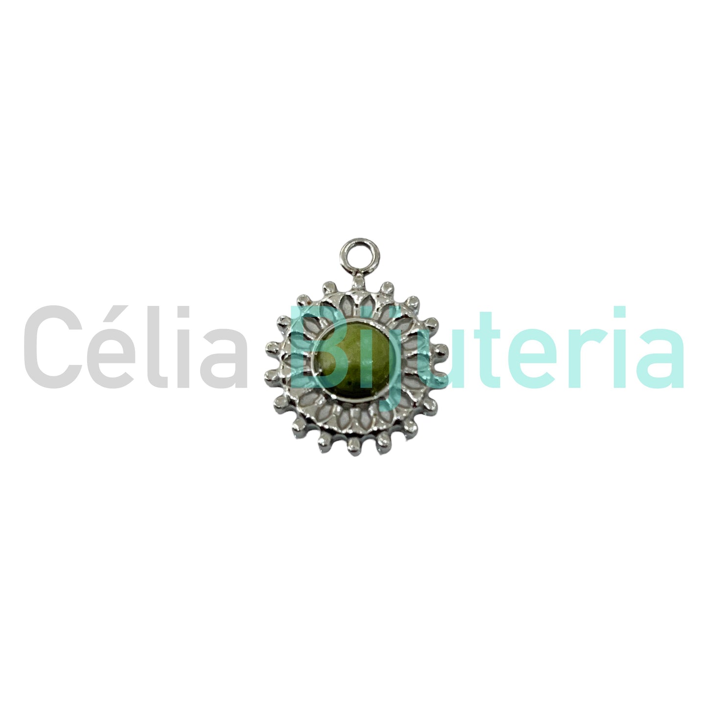 Medalha de Aço com Pedra Natural