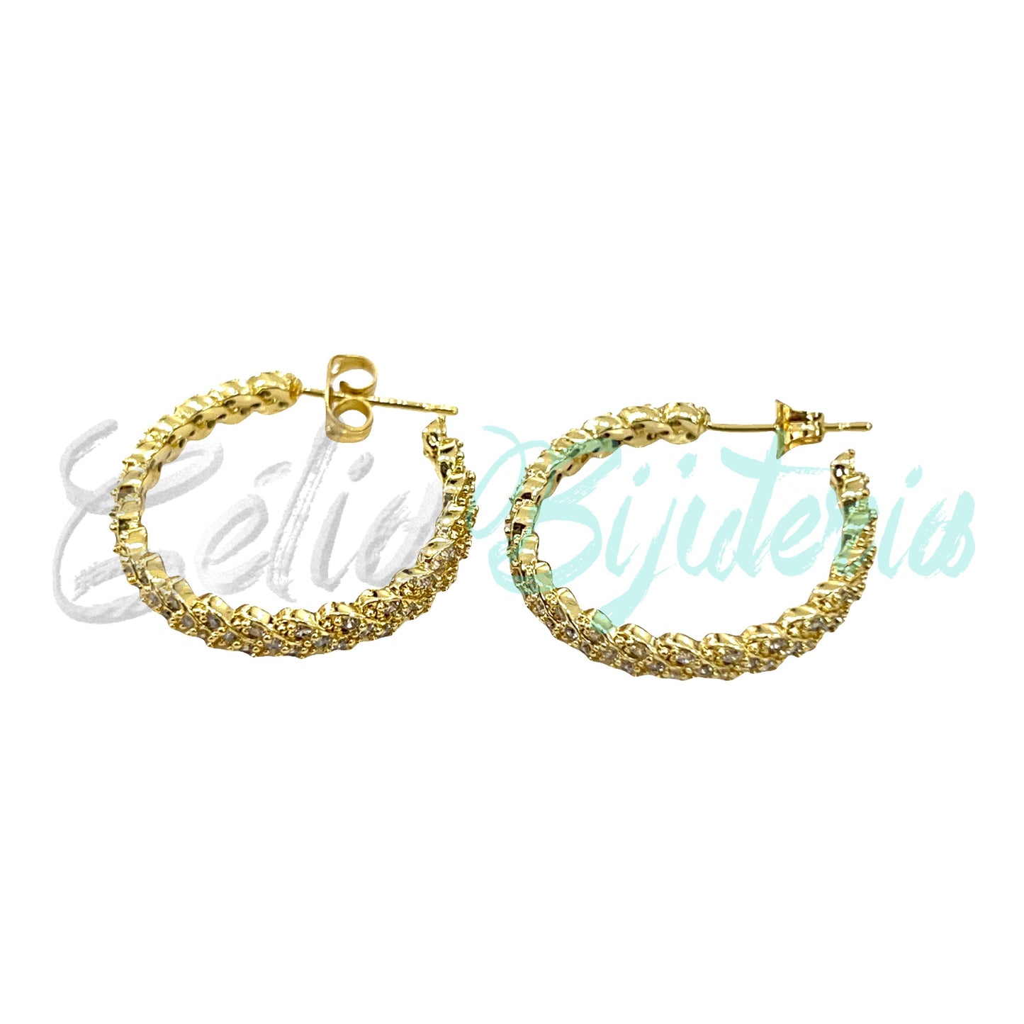 Brinco de Ródio com Zircônias - argola