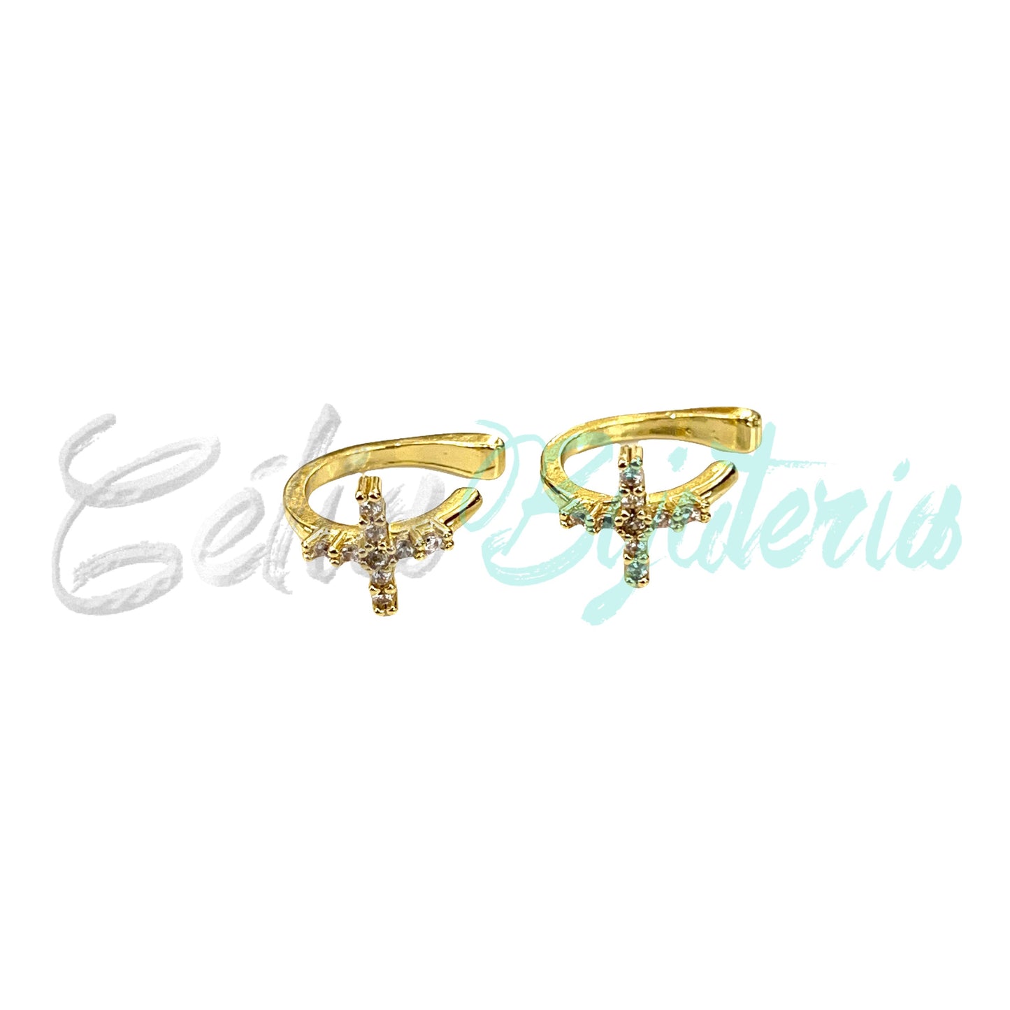 Earcuff de Ródio com Zircônias - cruz
