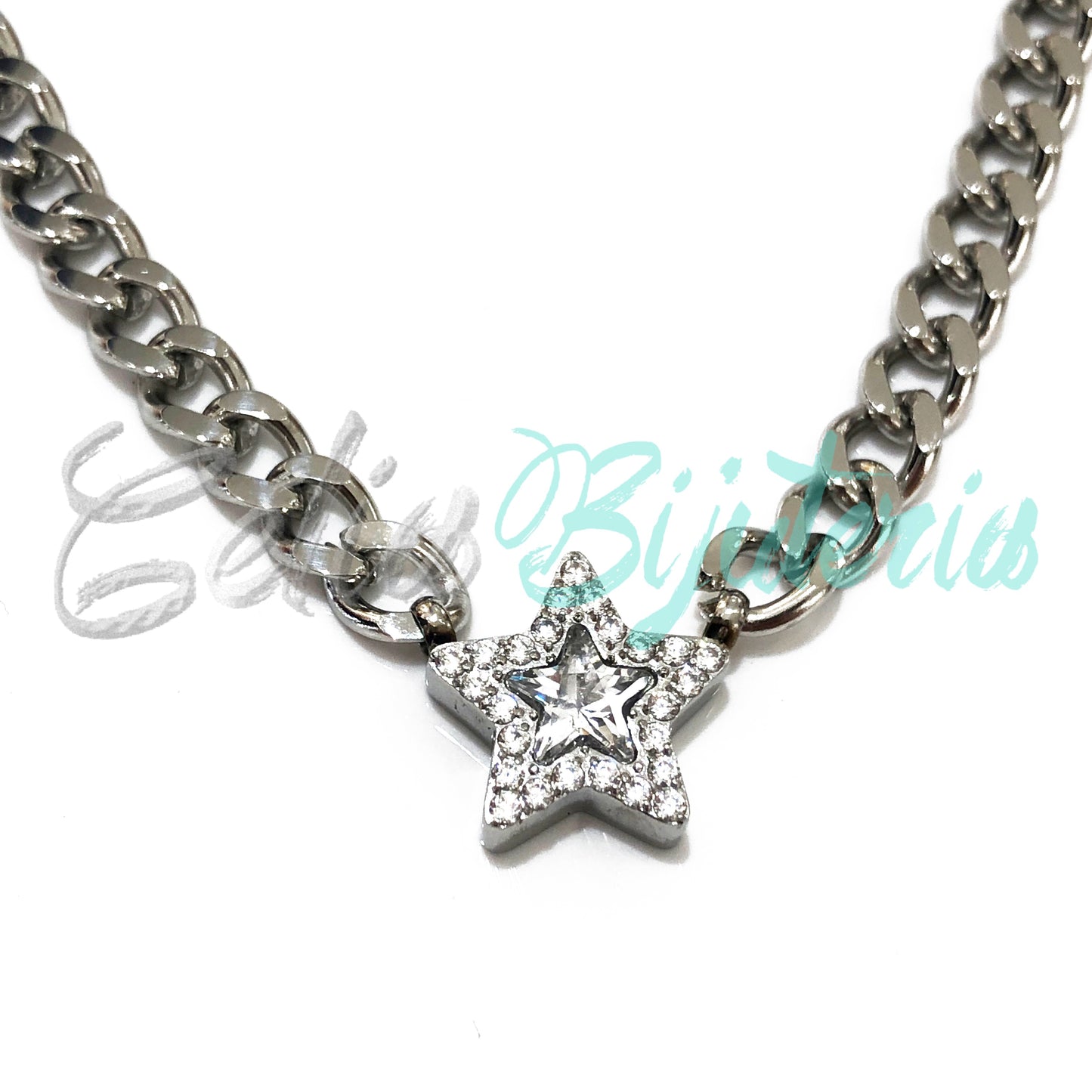 Colar de Aço com Estrela Brilhante