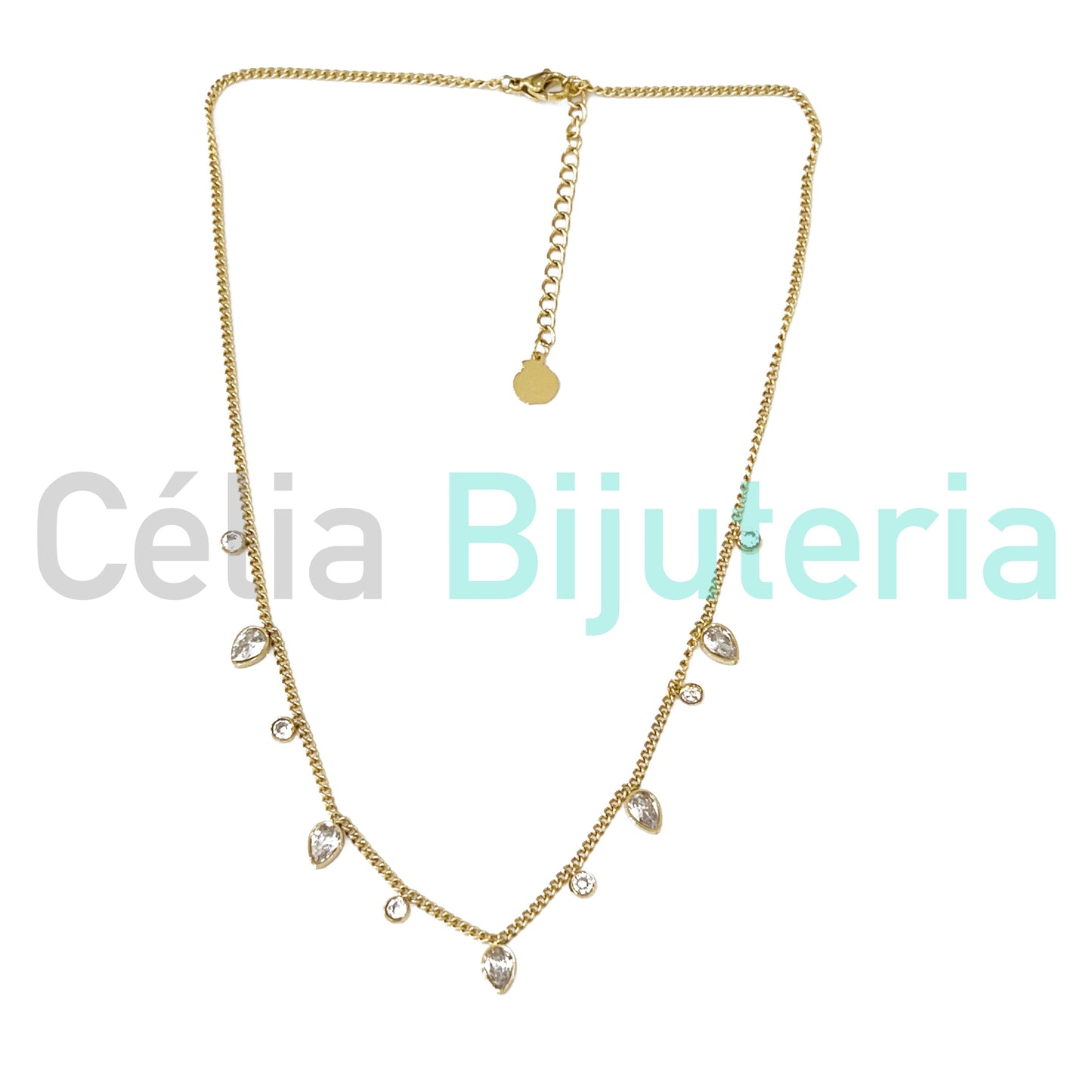 Steel Necklace with Diamonds