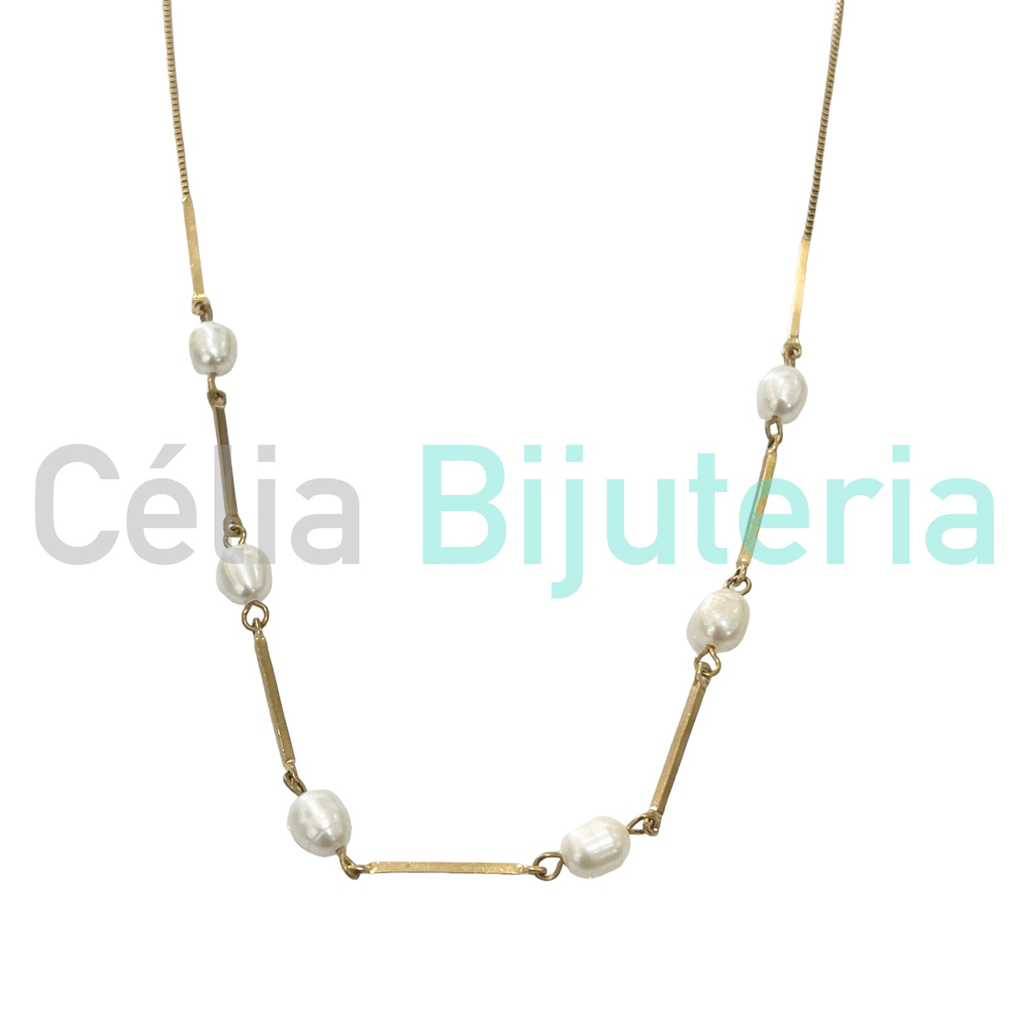 不锈钢项链 - 淡水珍珠