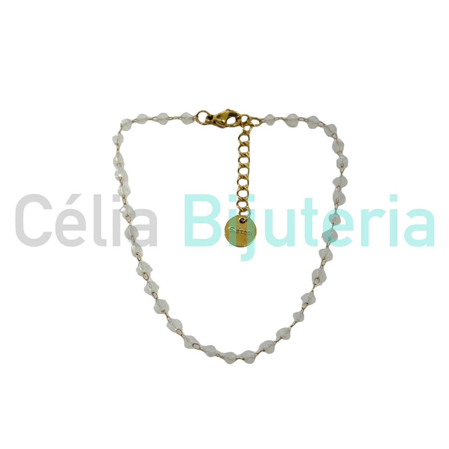 Colar / Pulseira / Fita para Óculos de Aço - cristais facetados