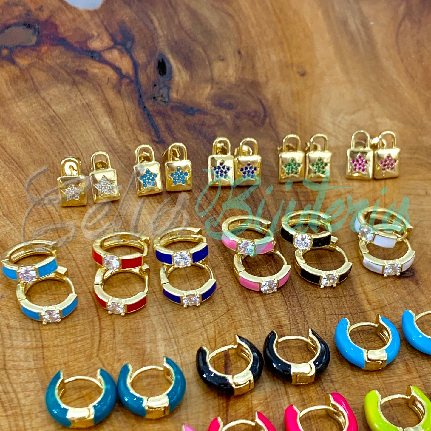 Brinco de Ródio com Zircônias - cadeado