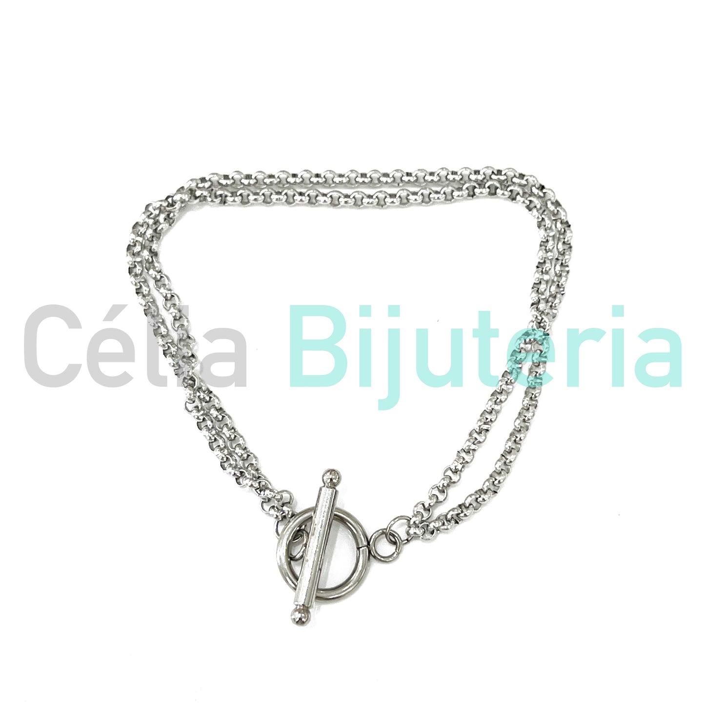 Colar / Pulseira de Aço Simples Duplo