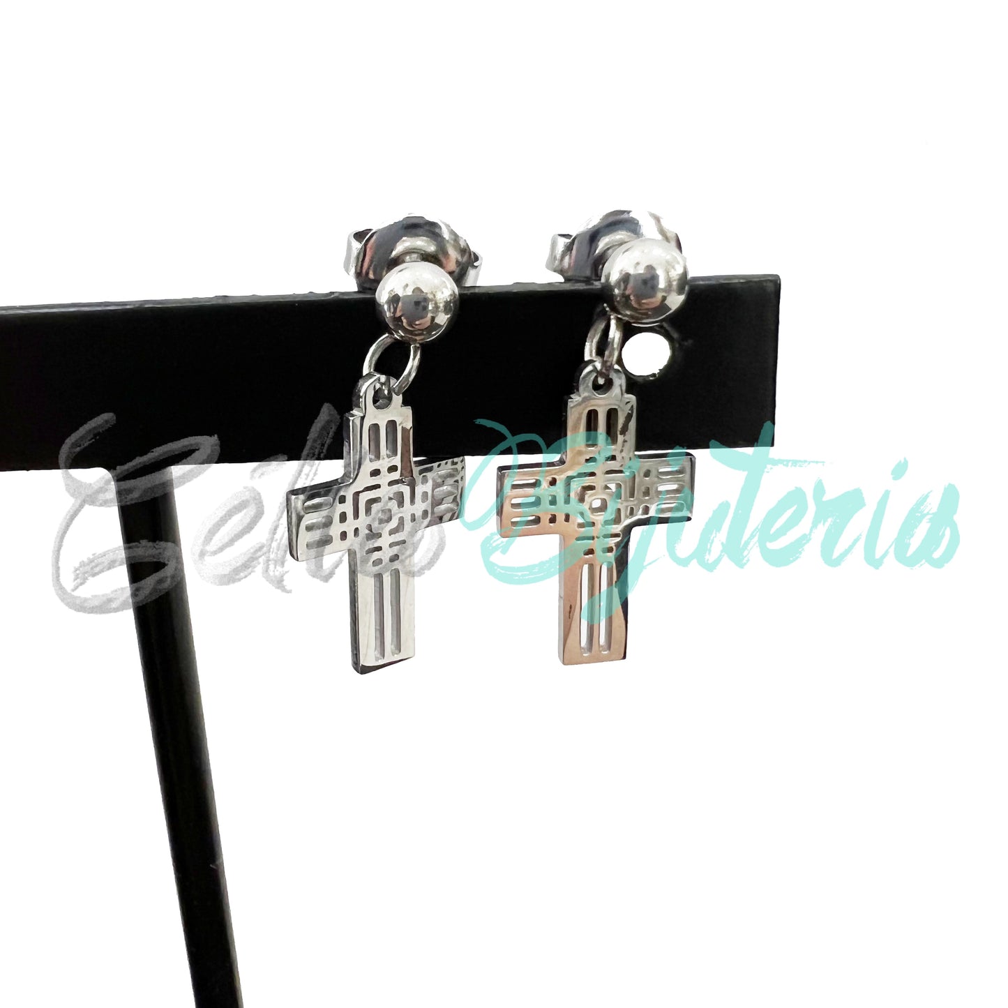 Brinco de Aço Mini com Medalha - cruz