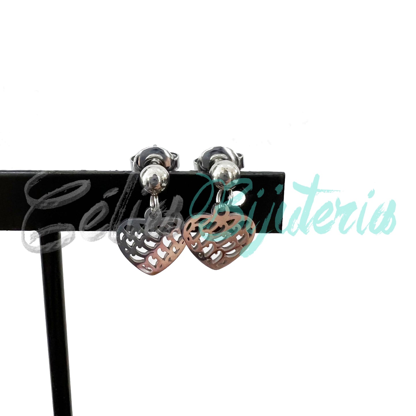 Mini Pendiente de Acero con Medalla - corazón