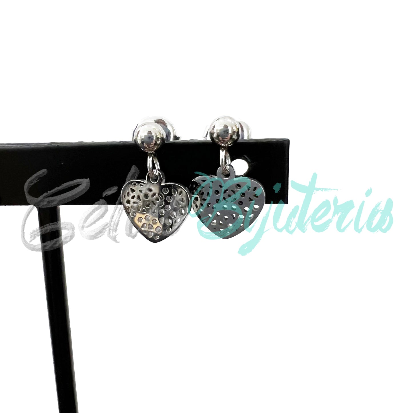 Mini Pendiente de Acero con Medalla - corazón