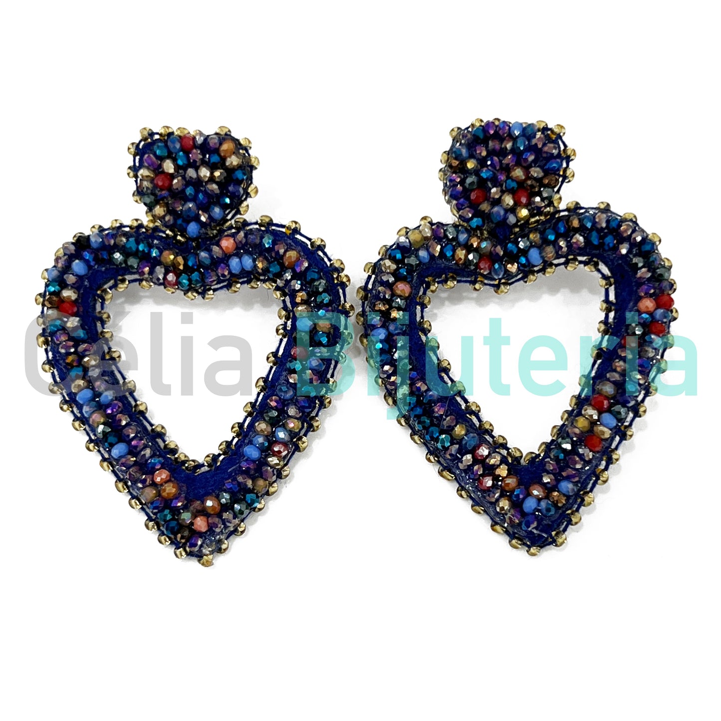 Fashion Earring - Heart with Faceted Crystals