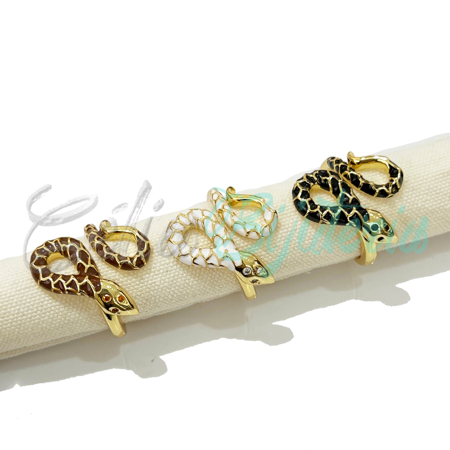 Anel de Ródio com Zircônias - cobra