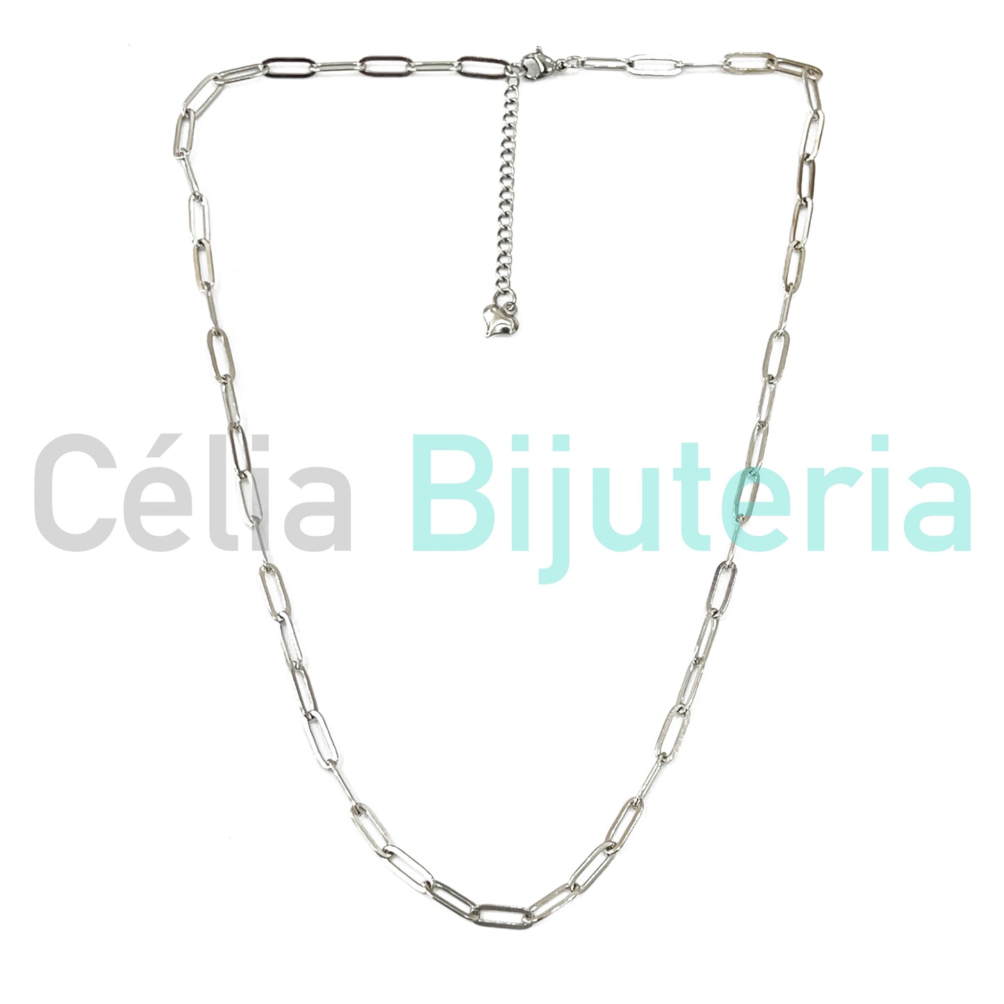 Colar de Aço Simples - Elos Retangulares Achatados