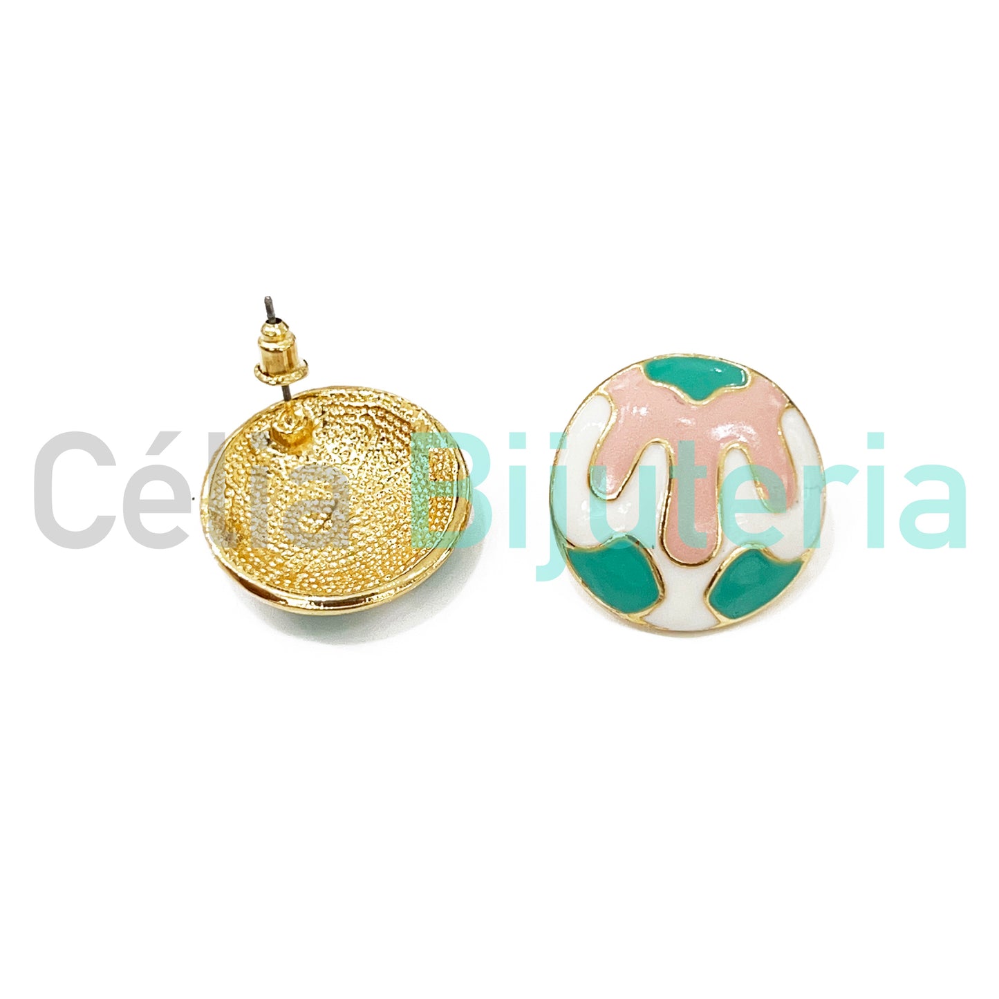 Enamel Fashion Earrings Colorful (Button)