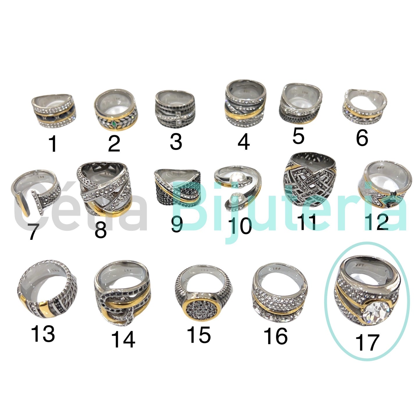 Anel de Aço Inoxidável - brilhantes (#17)