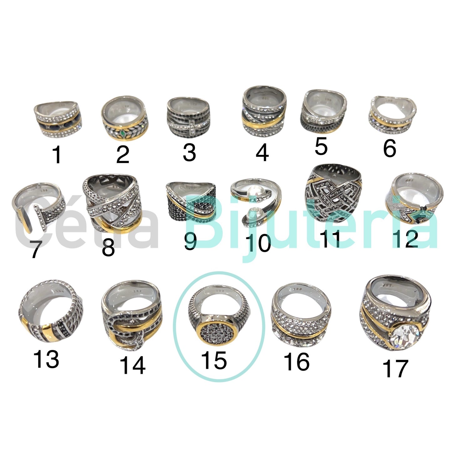 Anel de Aço Inoxidável - brilhantes (#15)