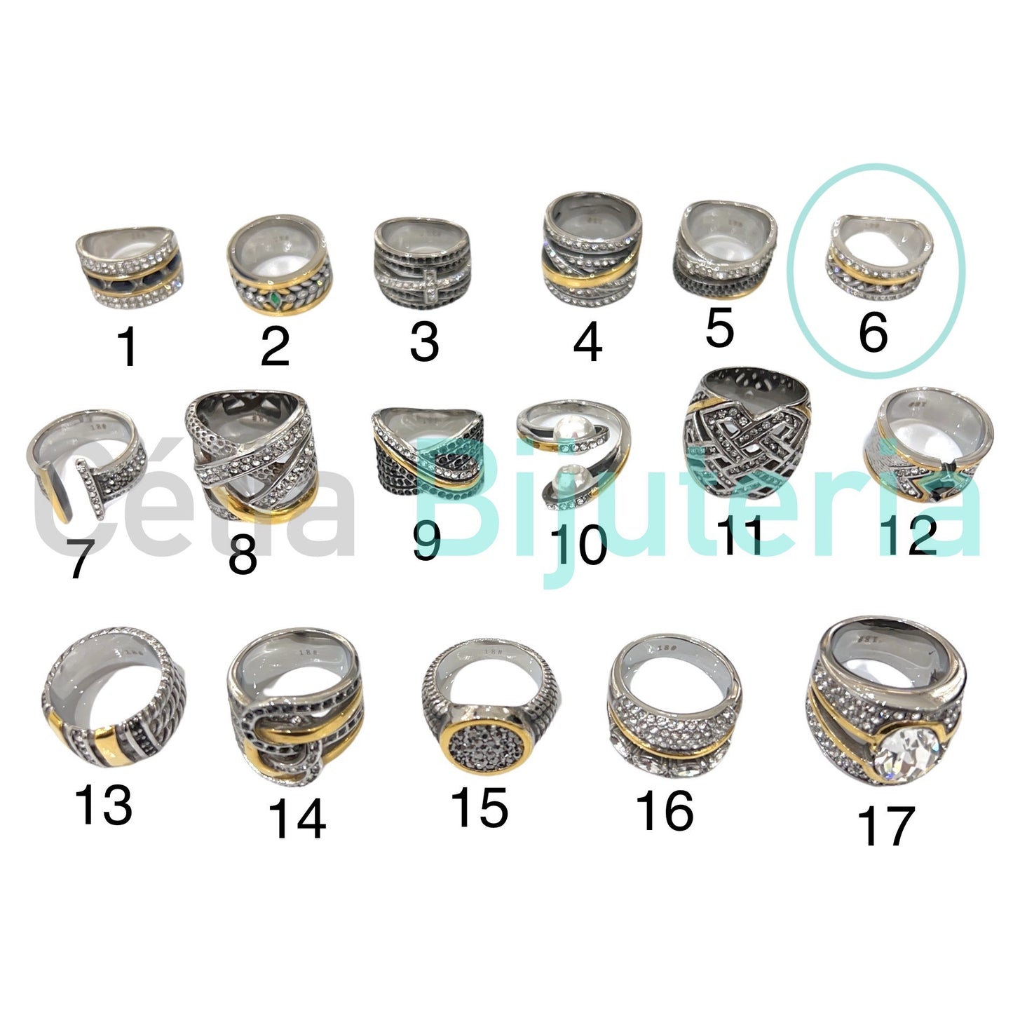 Anel de Aço Inoxidável - brilhantes (#6)