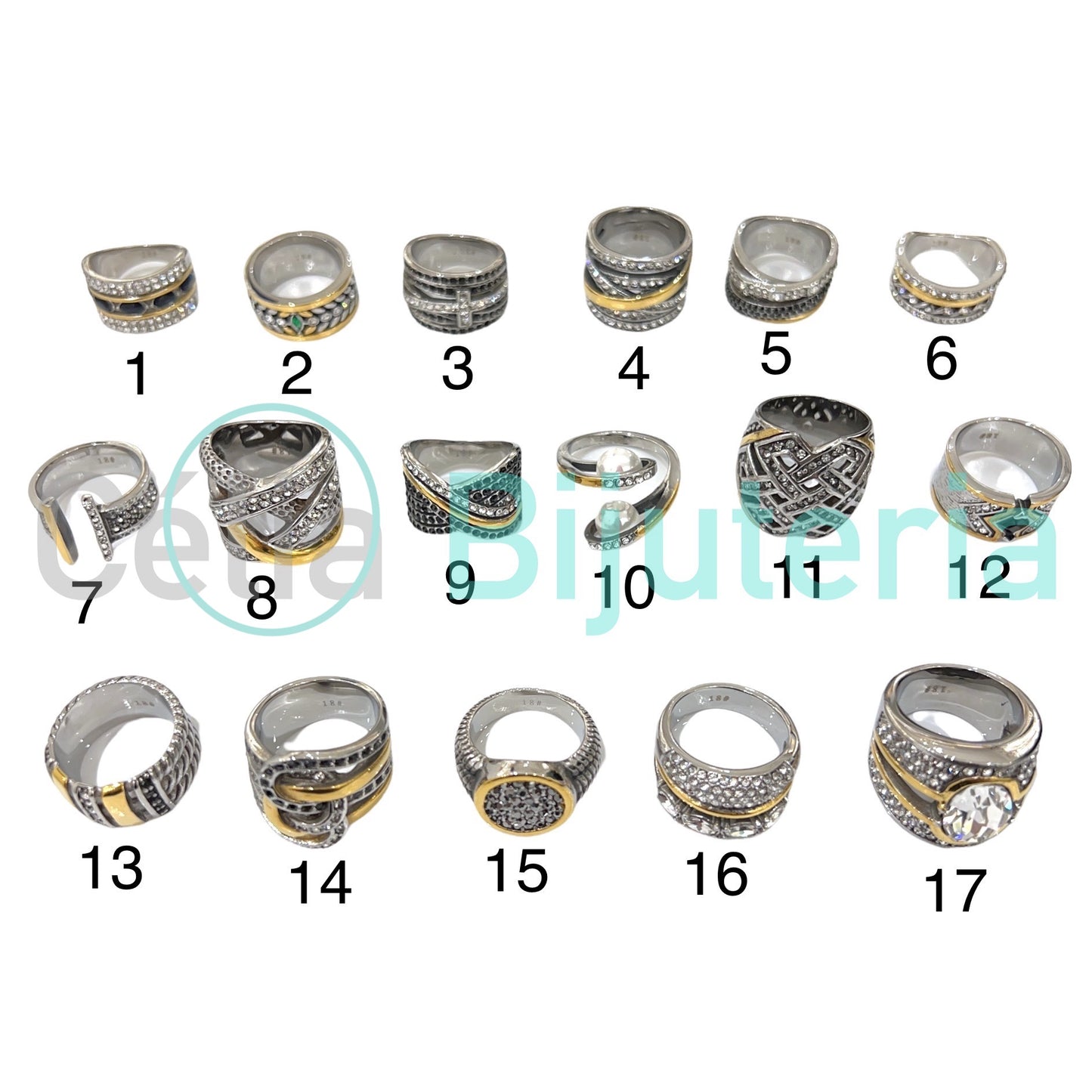 Anel de Aço Inoxidável - brilhantes (#8)