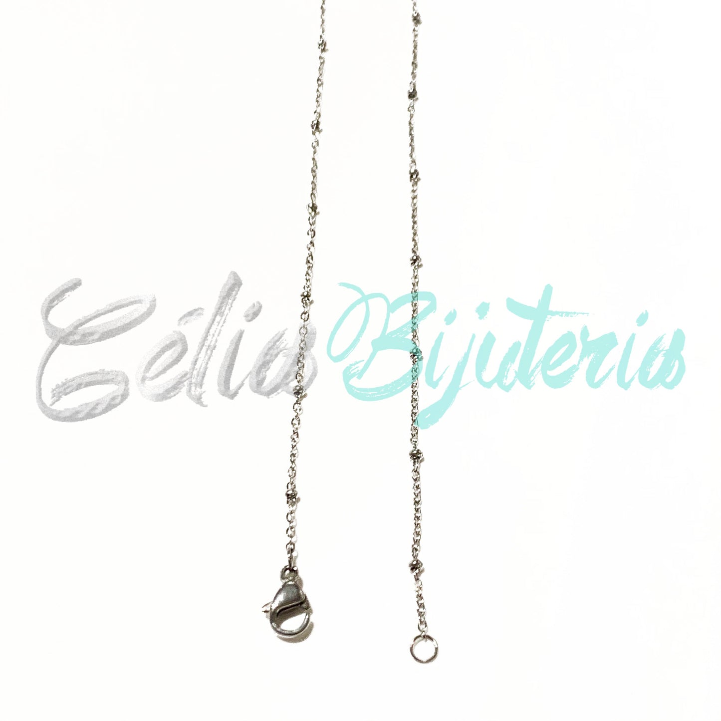 Colar de Aço Simples - oval achatado com bolinhas