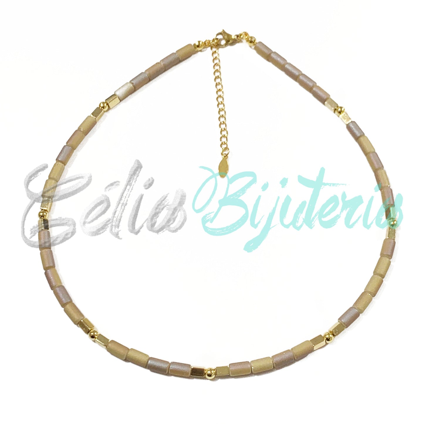 带有赤铁矿的项链 - 棕色