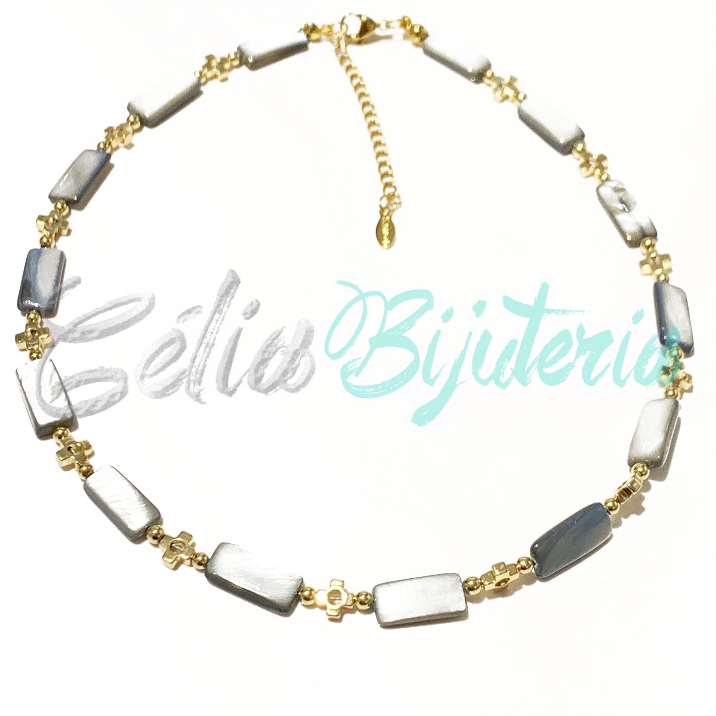 Colar de Madrepérola com Hematita- Cinzento