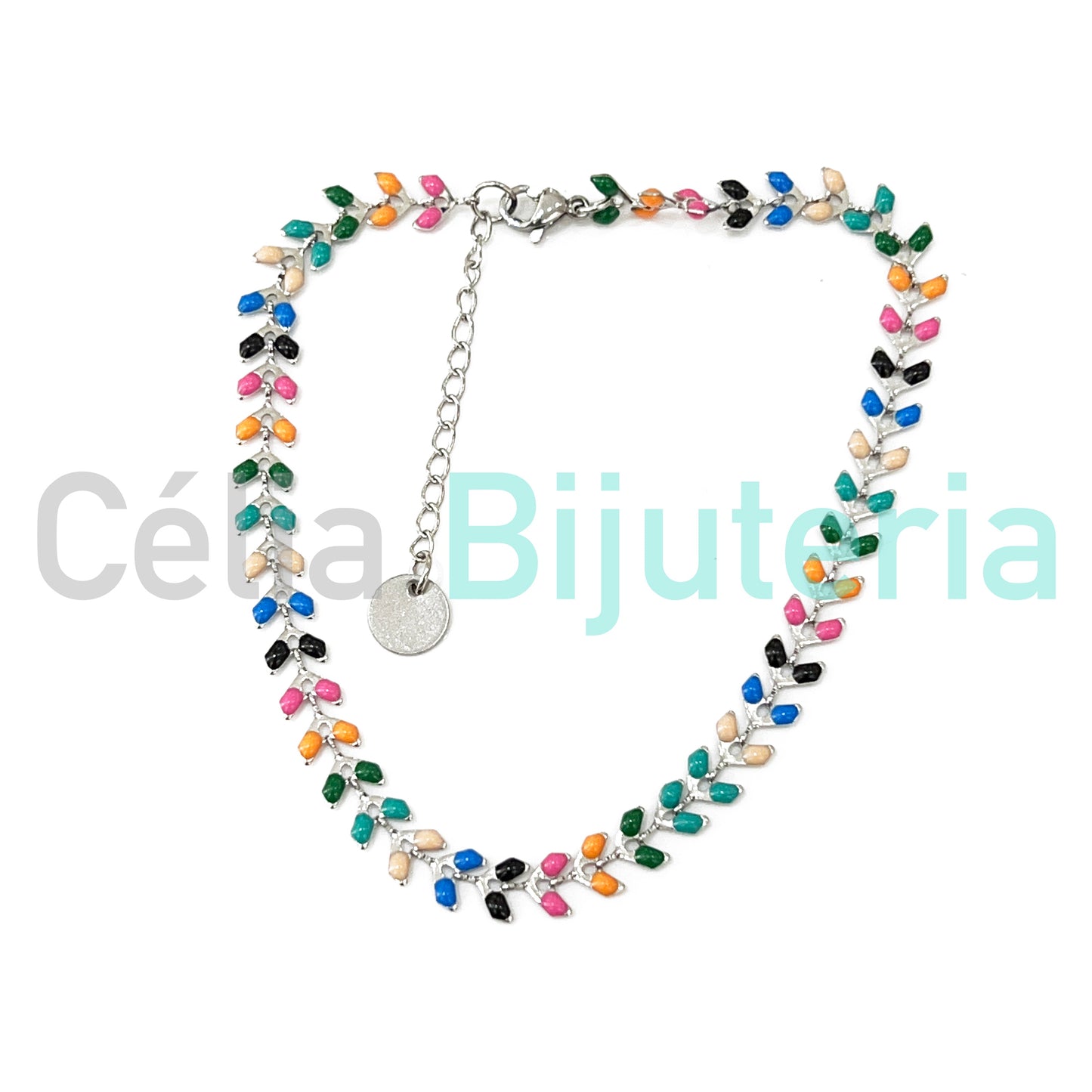 Steel Necklace/Ankle Bracelet - Colored Leaves