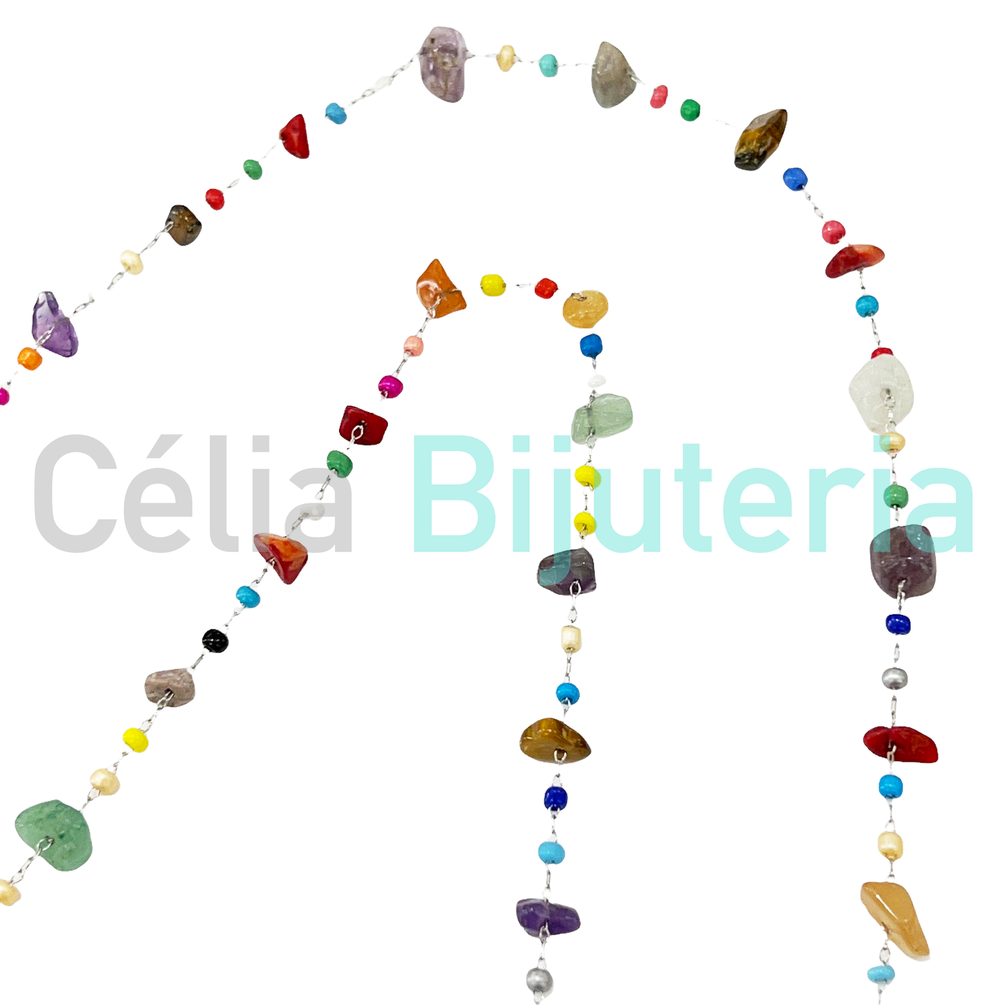 Fios para Óculos/Máscaras de Aço com Pedras Naturais e Missangas