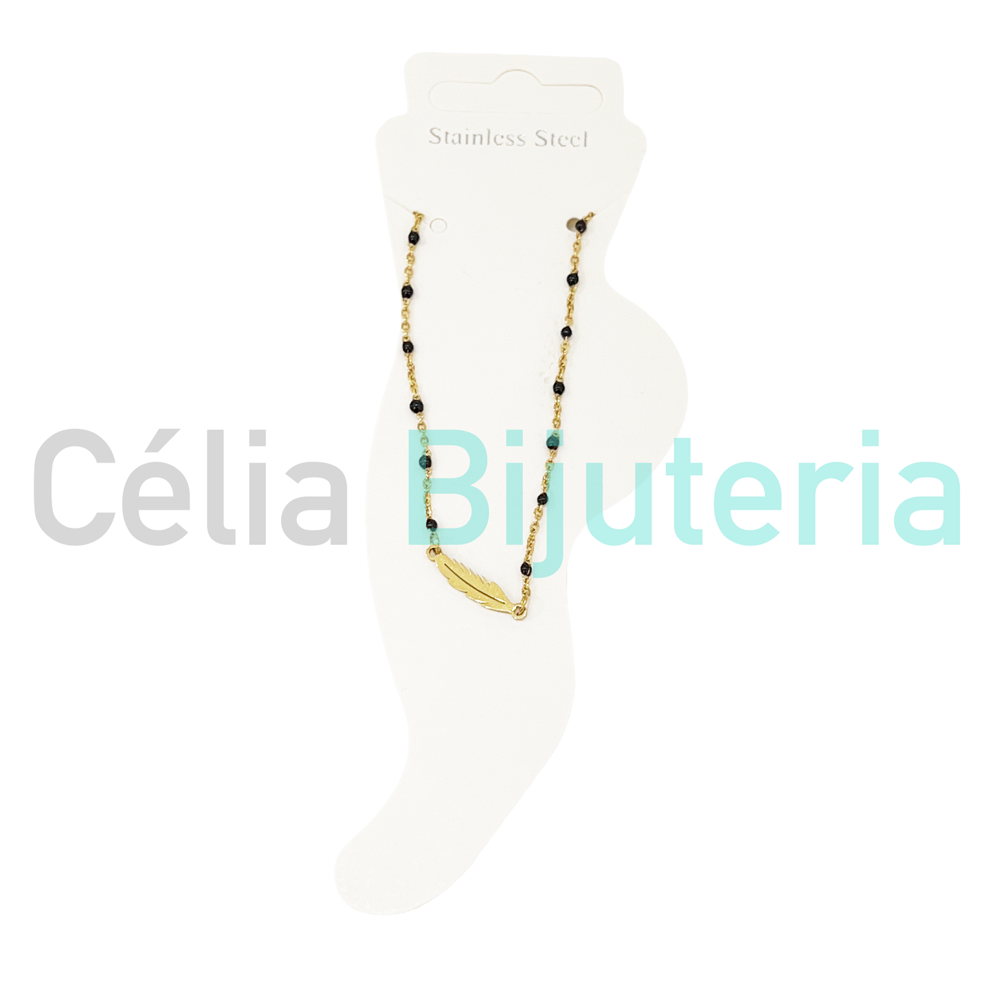 Tornozeleira de Aço com Pena