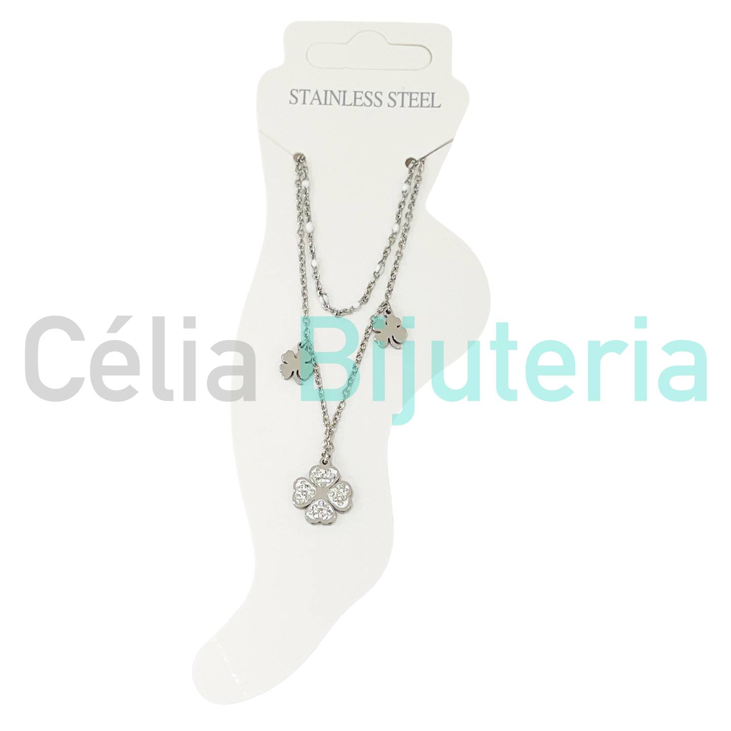 Tornozeleira de Aço Dupla com trevos - MAIS CORES DISPONIVEIS