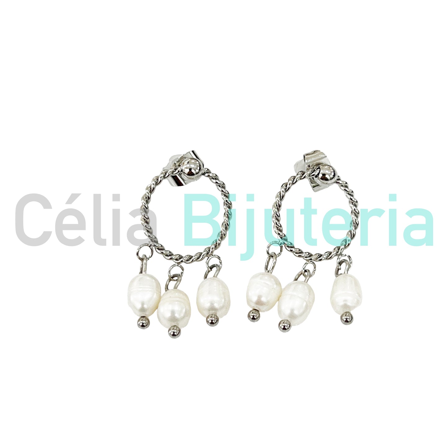 Brinco de Aço - pérolas de água doce