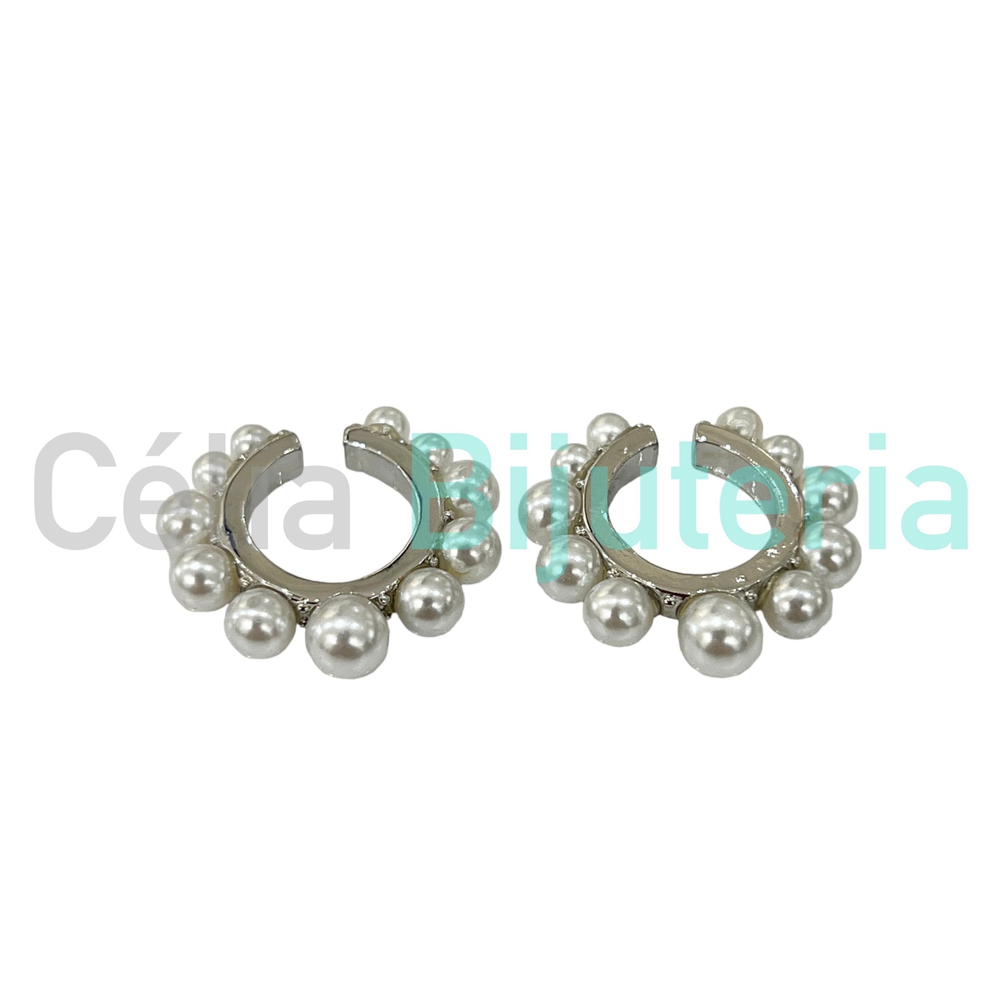 Earcuff de Ródio com Pérolas