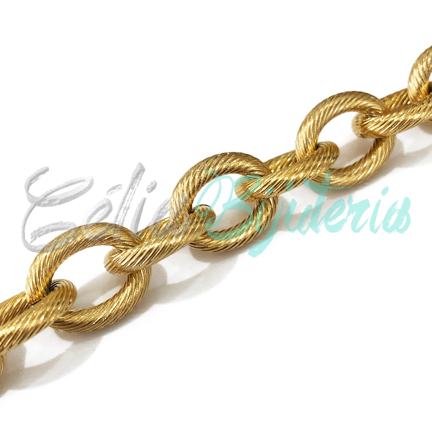 Corrente ao metro de Aço Inox com detalhes - grosso