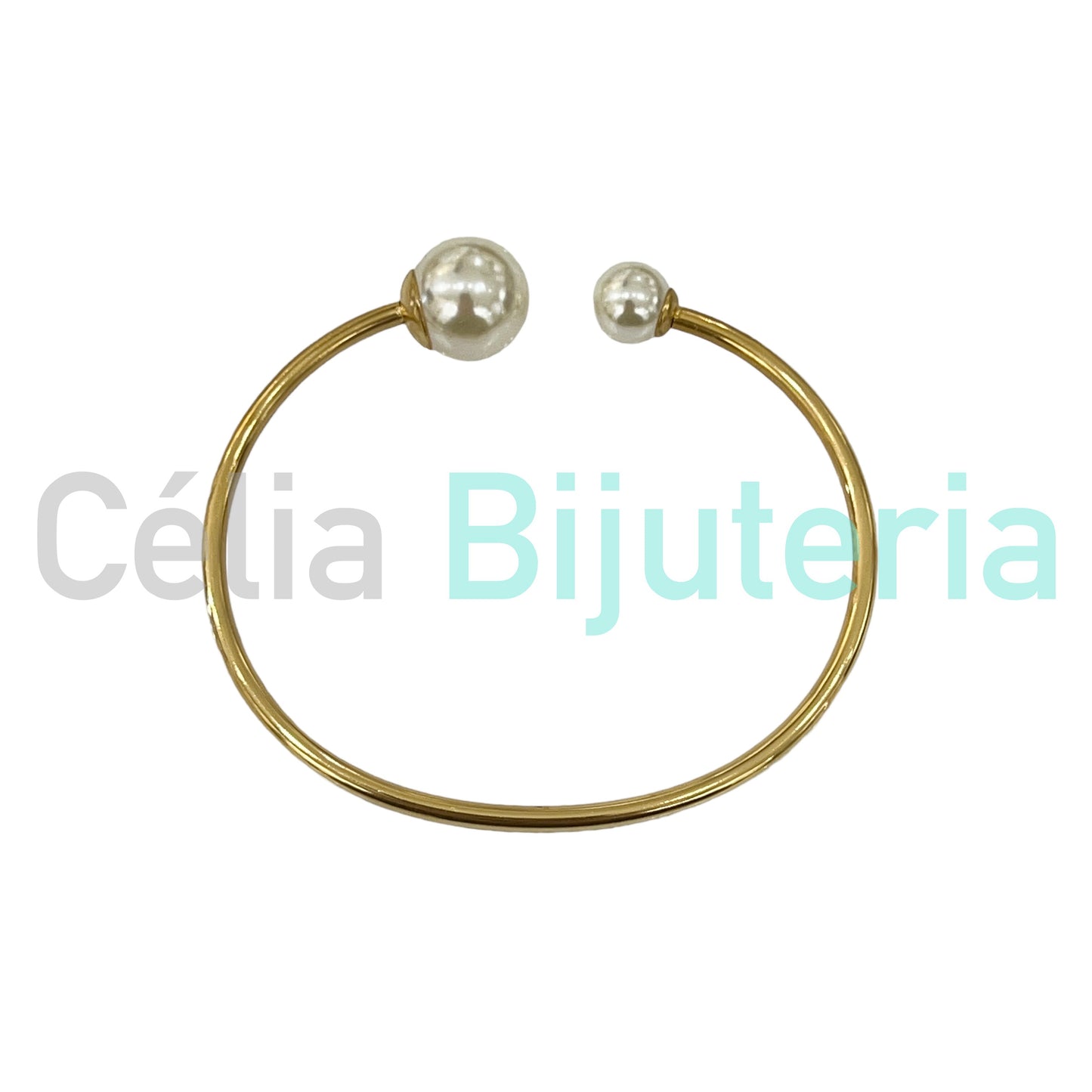 Bracelete de Aço - pérolas